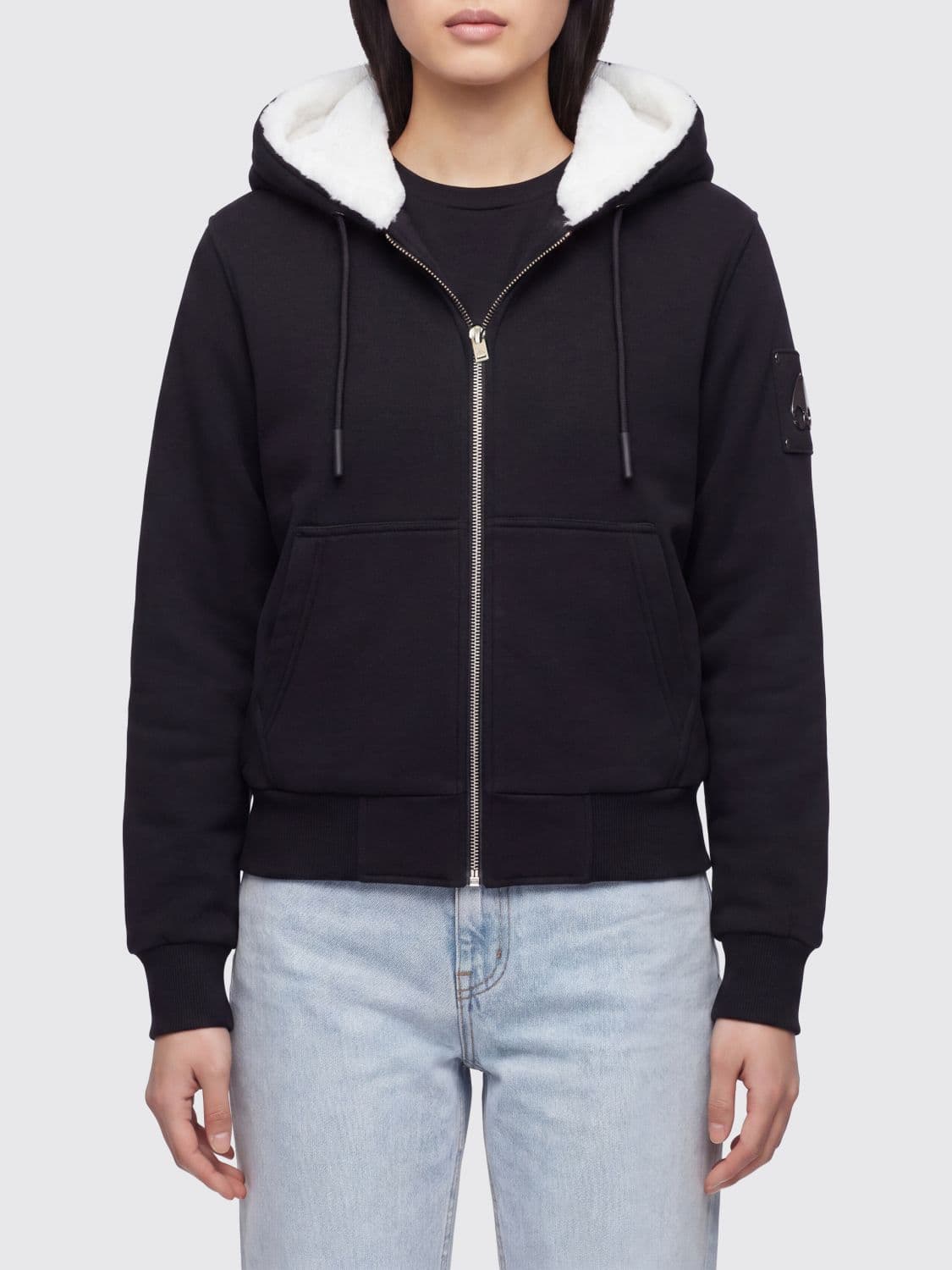 Moose Knuckles Zip-Up Cotton-Blend Hoodie with Applied Logo
