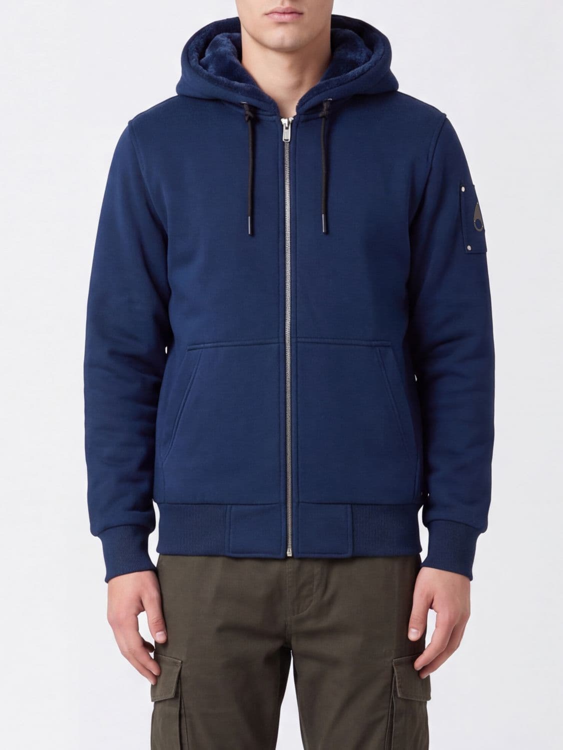 Moose Knuckles Cotton-Blend Hooded Zip-Up Sweatshirt with Kangaroo Pocket
