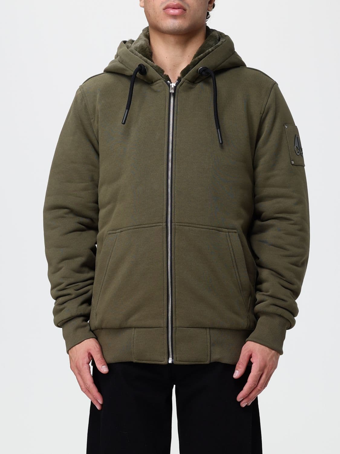 Moose Knuckles Cotton-Blend Hooded Zip-Up Sweatshirt with Kangaroo Pocket