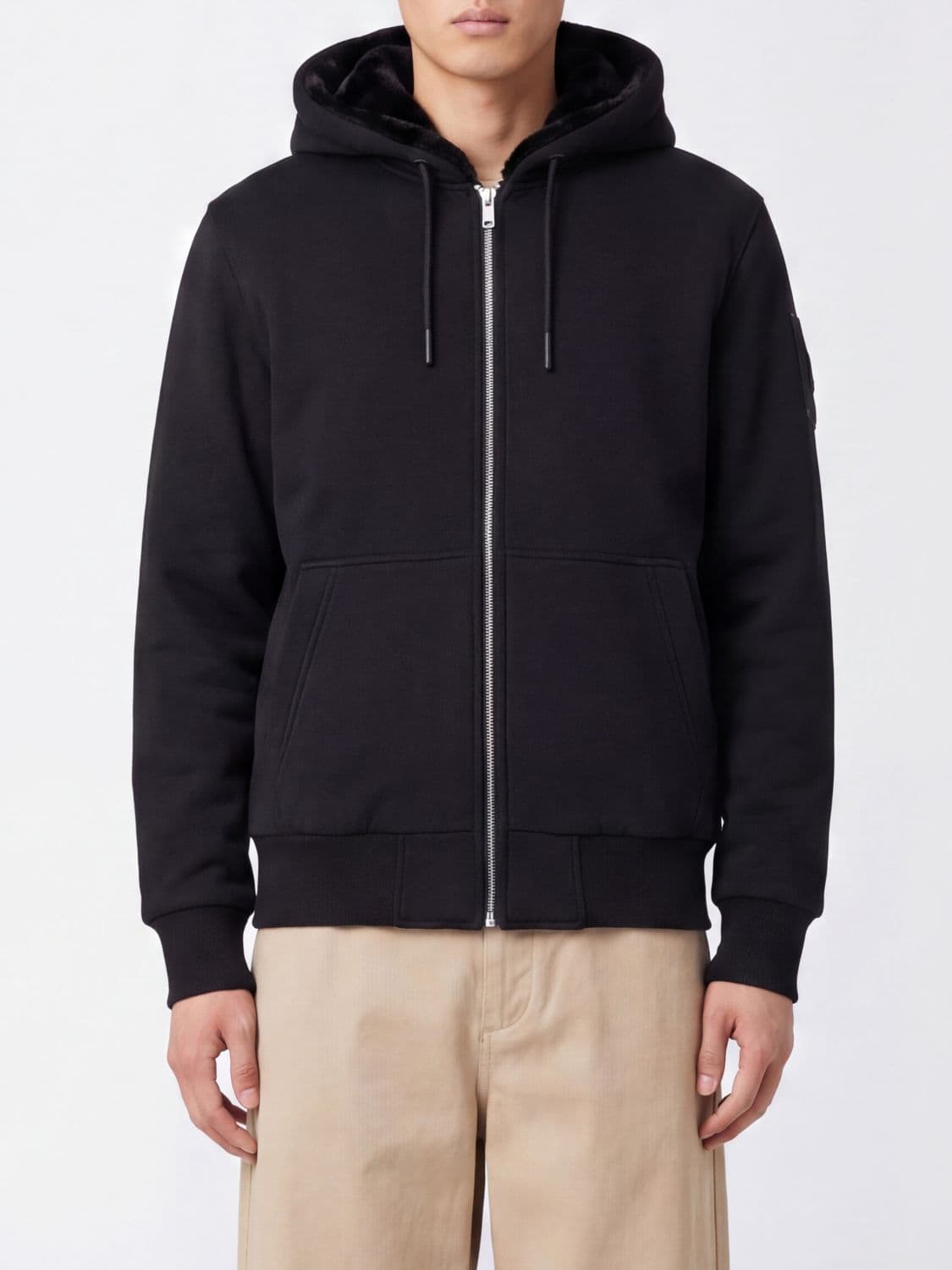 Moose Knuckles Cotton-Blend Hooded Zip-Up Sweatshirt with Kangaroo Pocket
