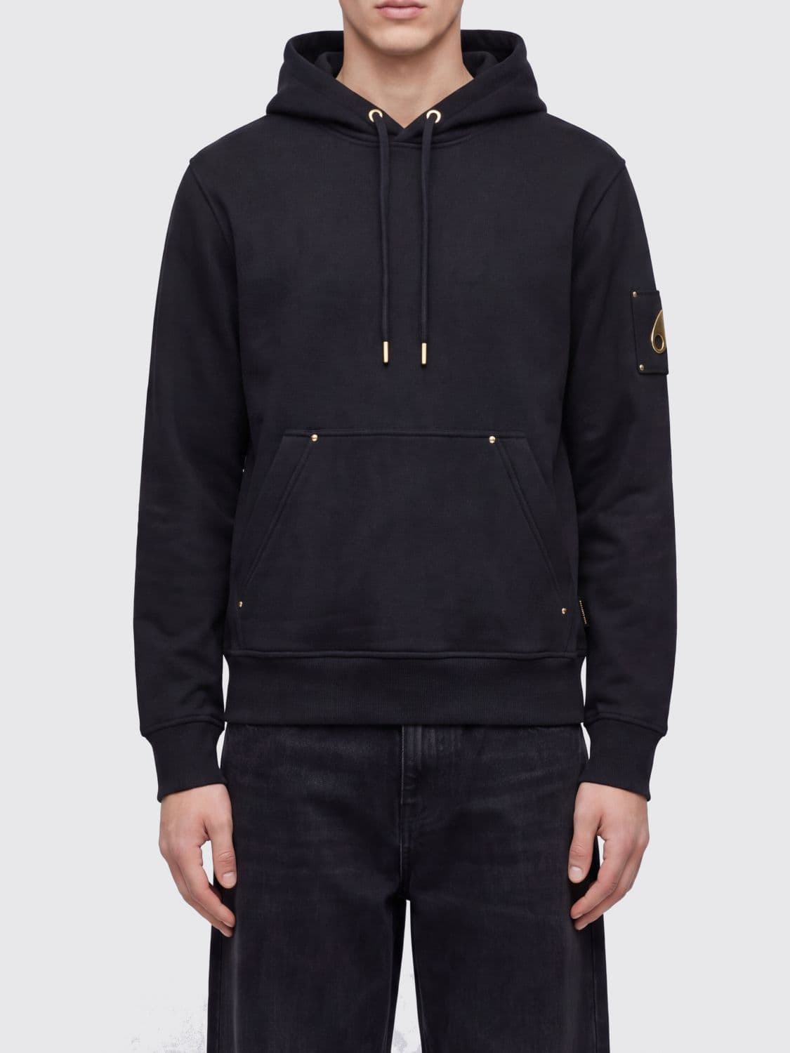 Moose Knuckles Cotton Hoodie with Kangaroo Pocket and Drawstring