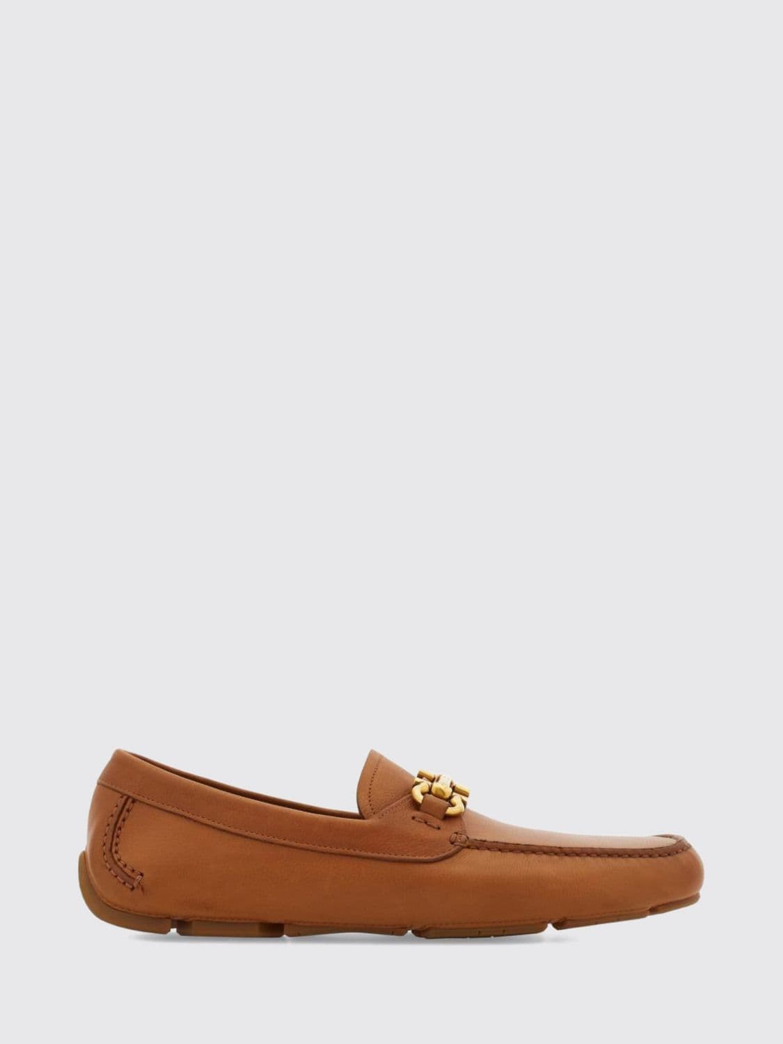 Ferragamo Gancini Calfskin Driver Loafers with Metal Logo