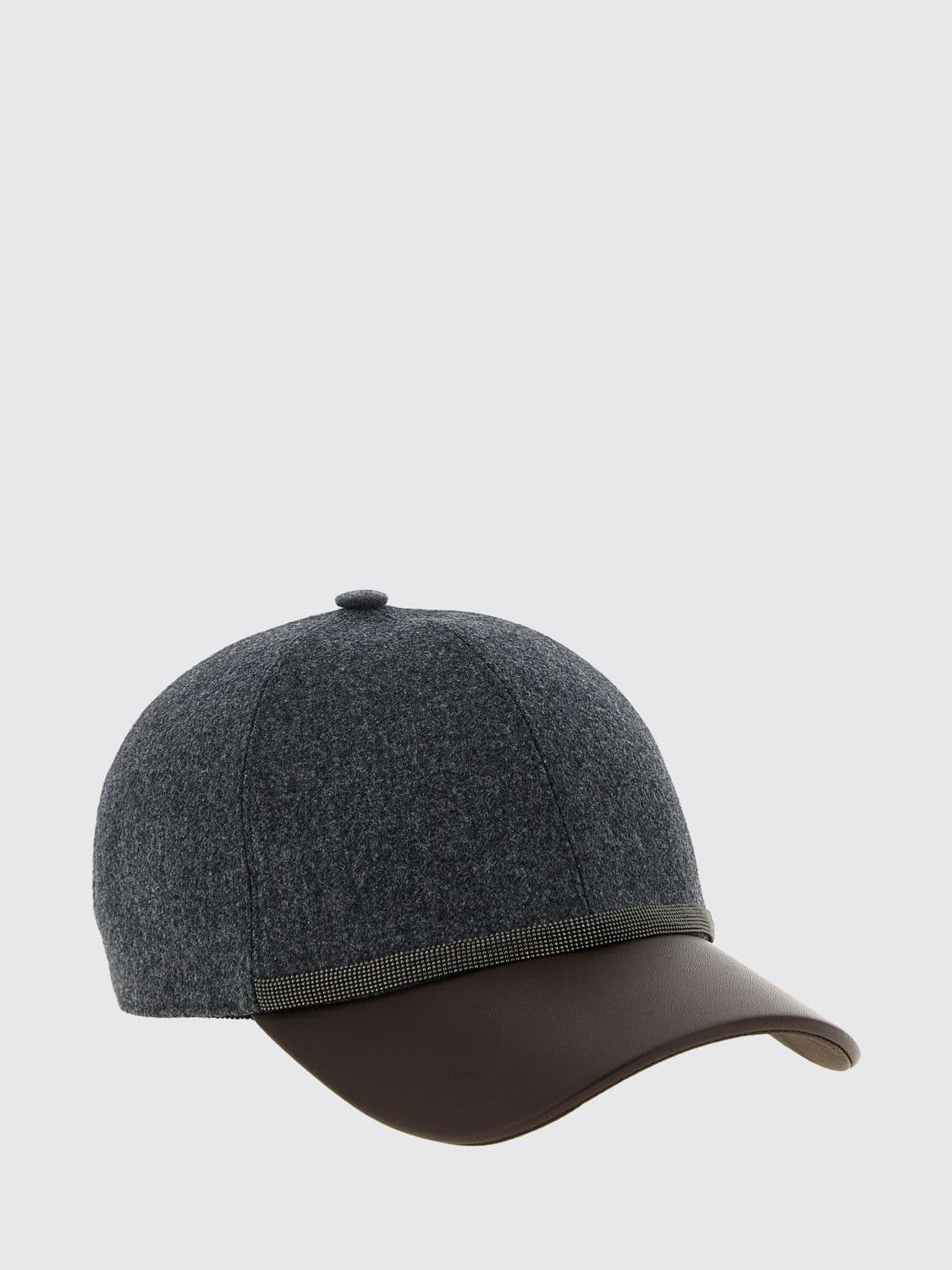 Brunello Cucinelli Virgin Wool Baseball Cap with Embroidery and Monili