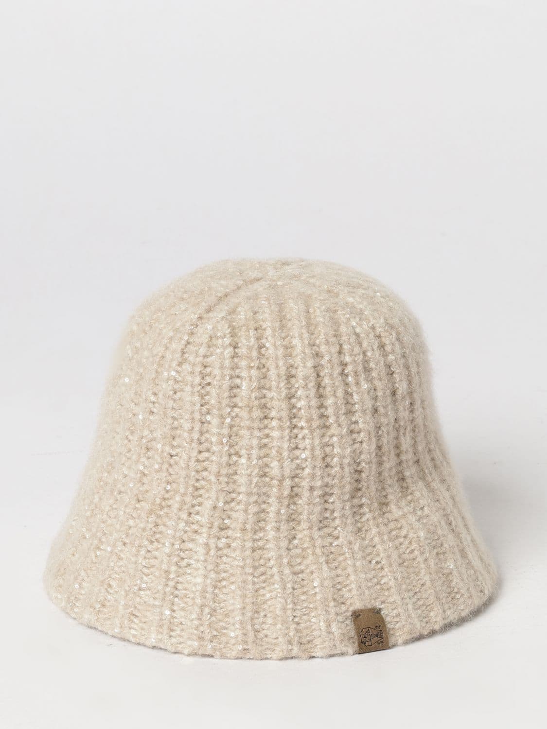 Brunello Cucinelli Ribbed Cashmere-Blend Cloche Hat with Sequins
