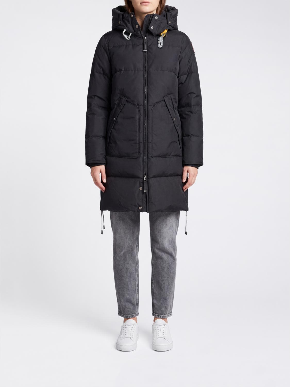 Parajumpers Long Quilted Nylon Down Jacket with Hood and High Neck