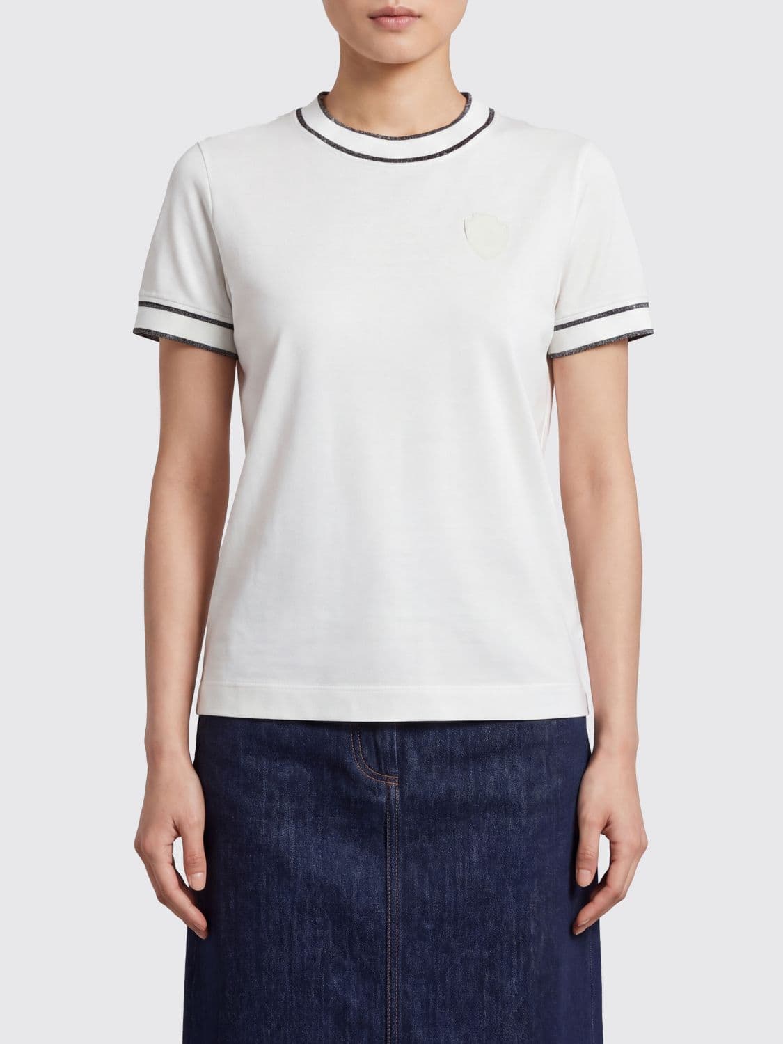 Brunello Cucinelli Crew-Neck Cotton T-Shirt with Contrast Trims