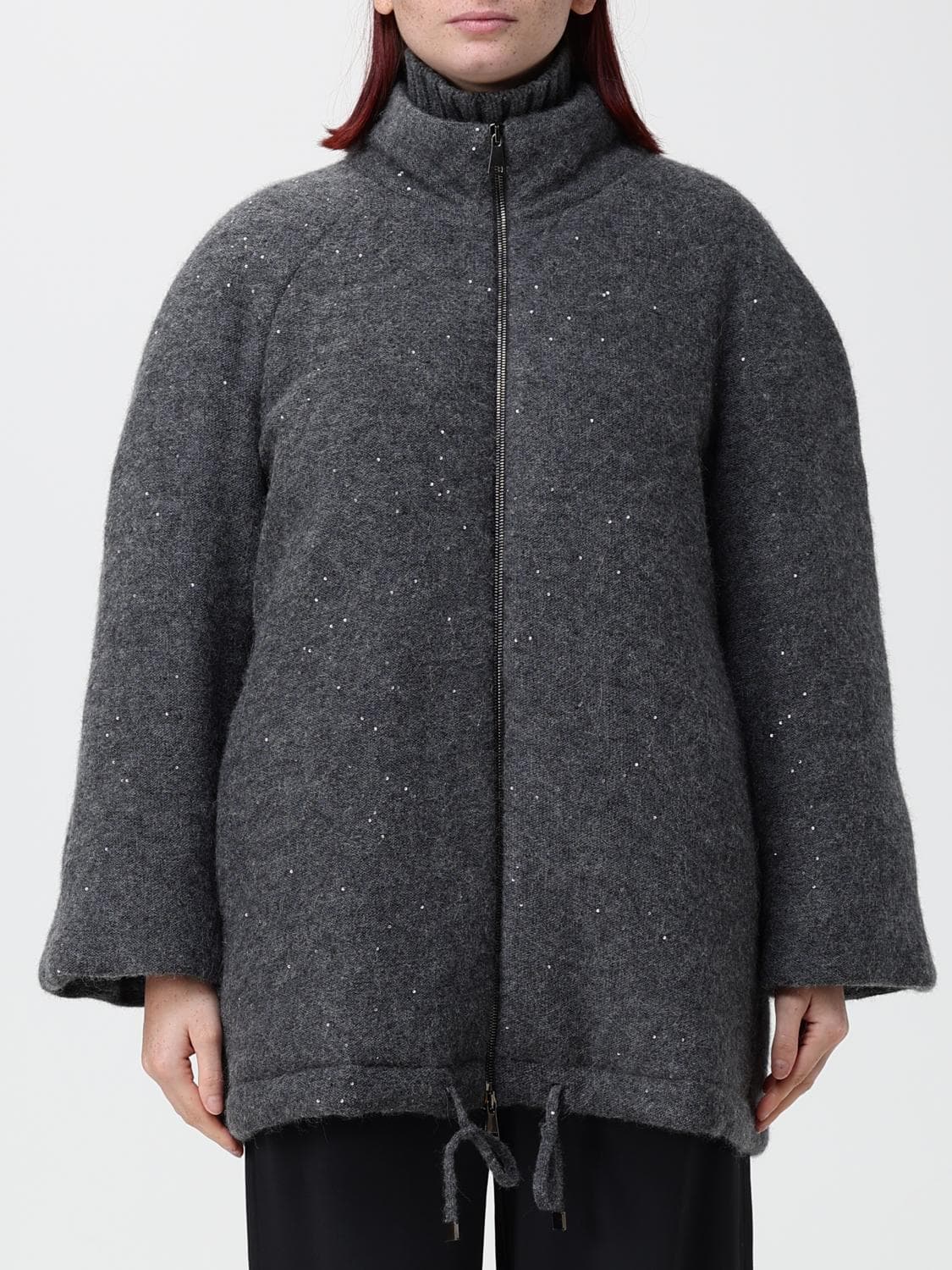 Fabiana Filippi Wool, Silk and Cashmere Jacket with Sequins and Zip · 40