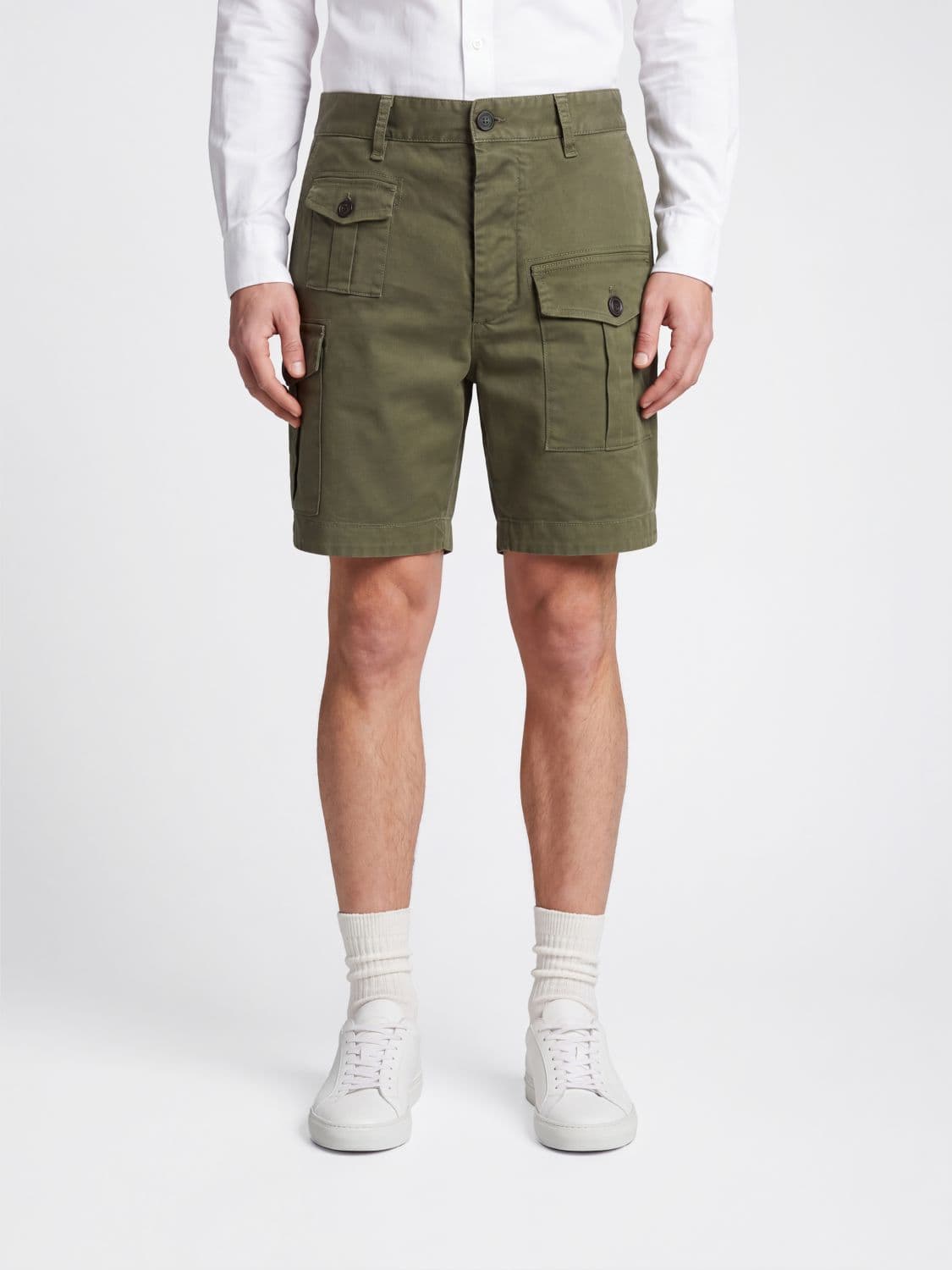 Dsquared2 Stretch Cotton Cargo Shorts with Side Pockets