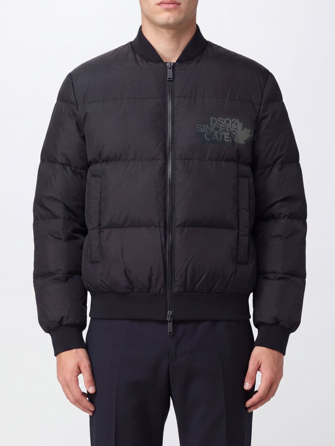 Dsquared2 Easy Quilted Nylon Bomber Jacket with Ribbed Collar