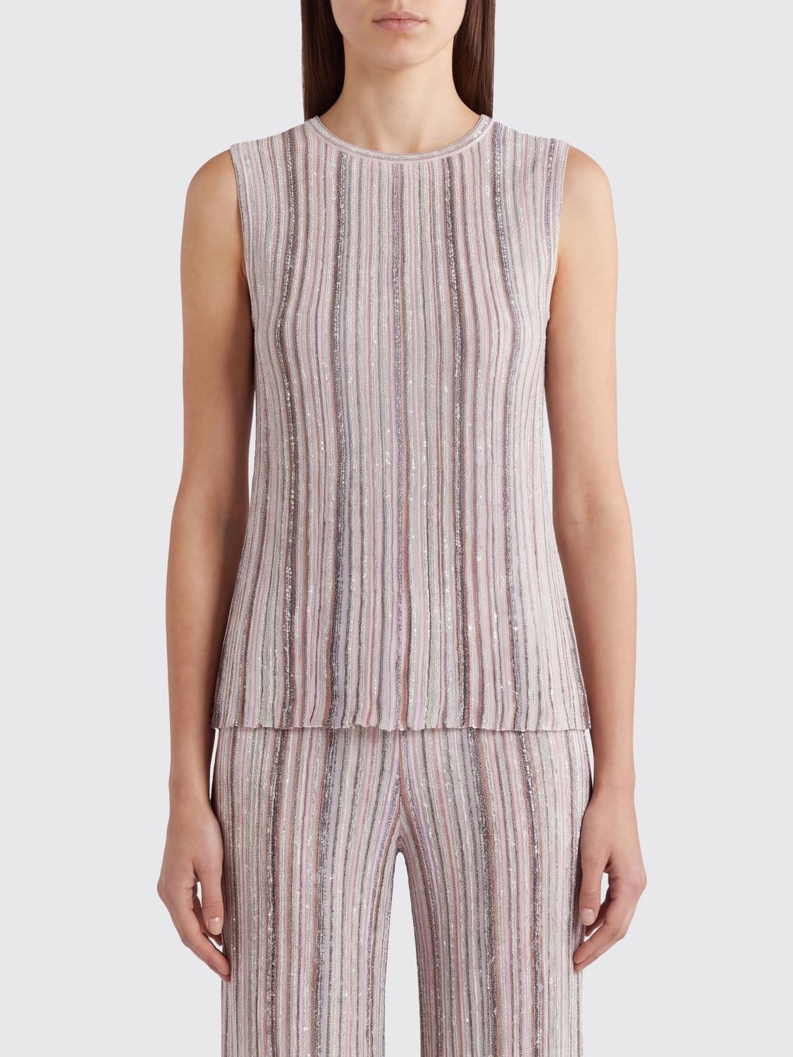 Missoni Multicolor Striped Knit Off-The-Shoulder Top with Lurex Details