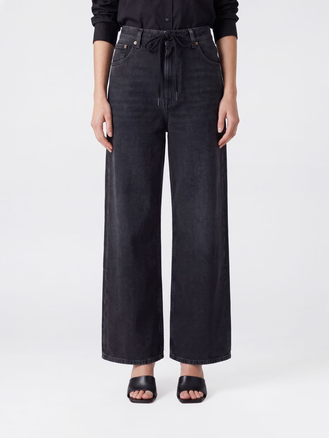 Mm6 Maison Margiela Mid-Rise Wide-Leg Denim Jeans with Drawstring