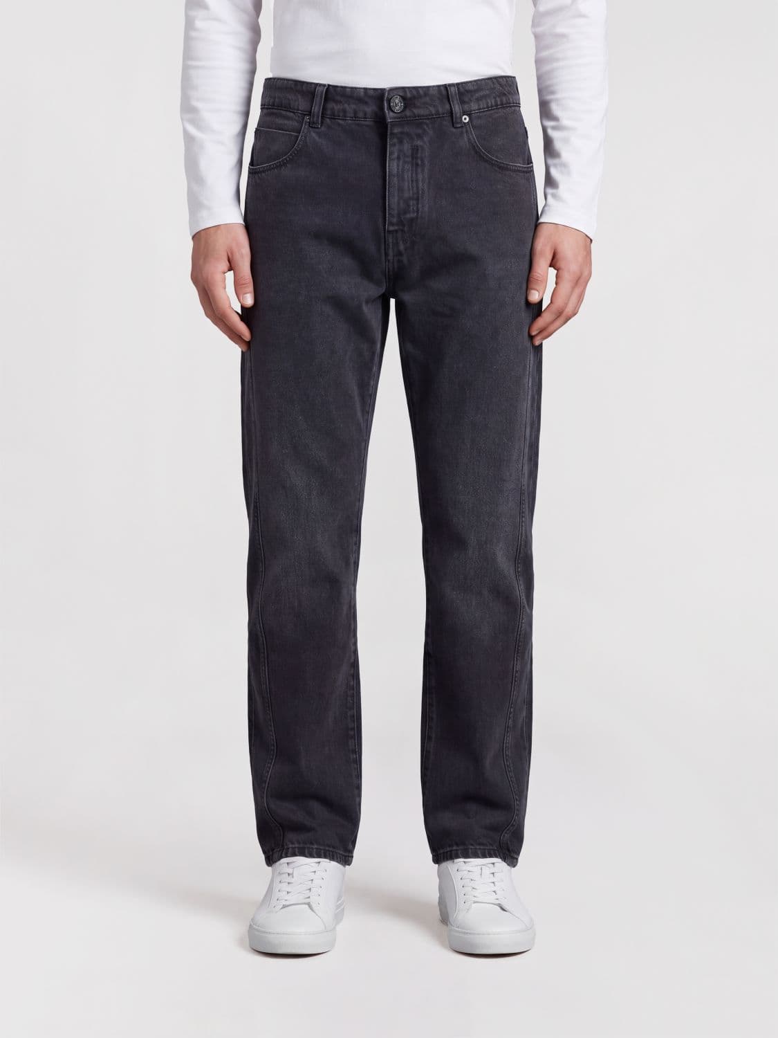 Balmain Regular Fit Straight Jeans in Five-Pocket Cotton Denim