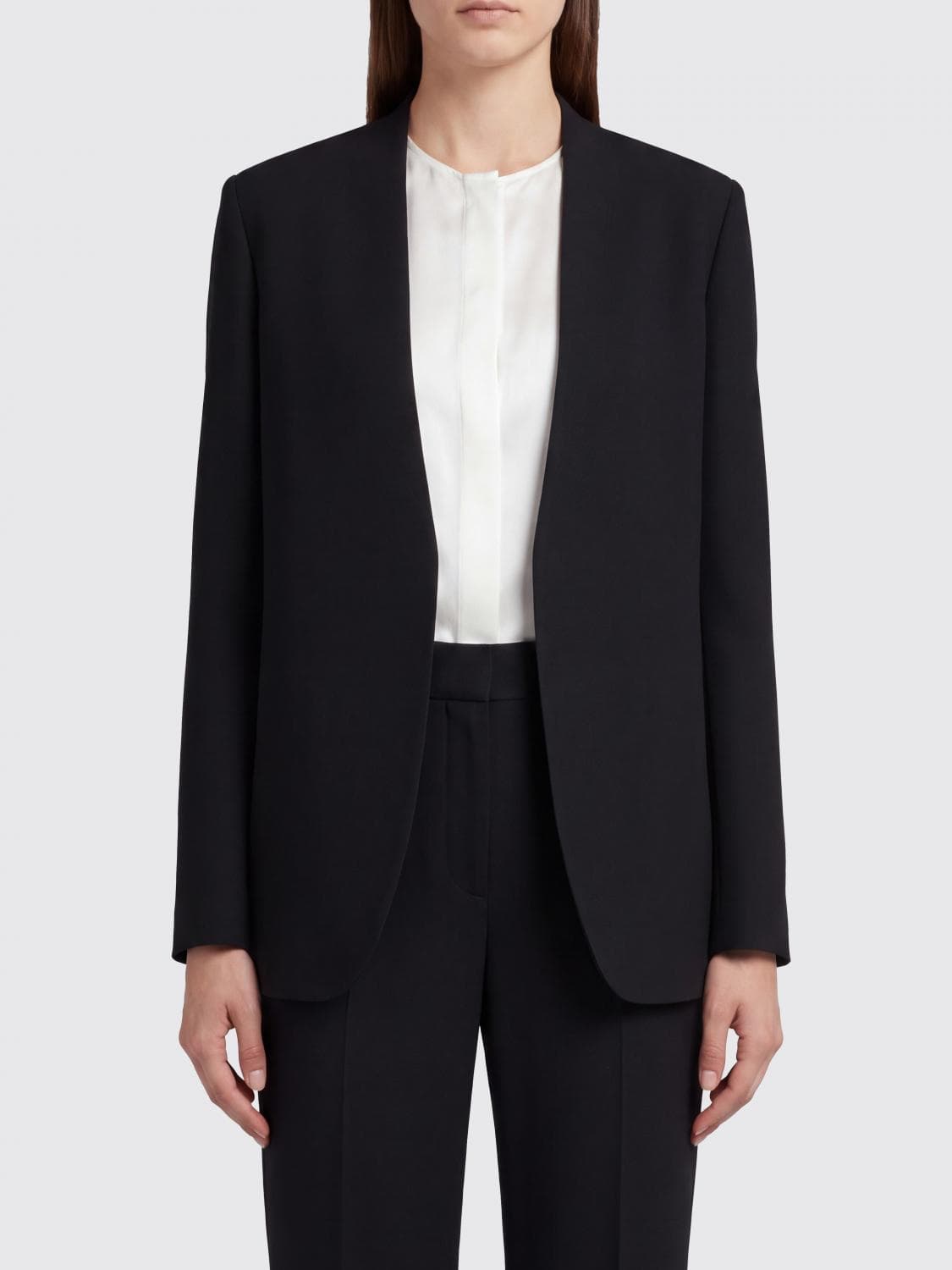 Maison Margiela Cropped Open-Front Wool Blazer with Iconic White Stitch
