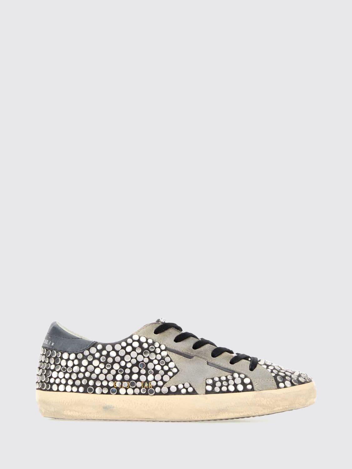 Golden Goose Super-Star Leather Sneakers with Studs and Worn-Out Effect