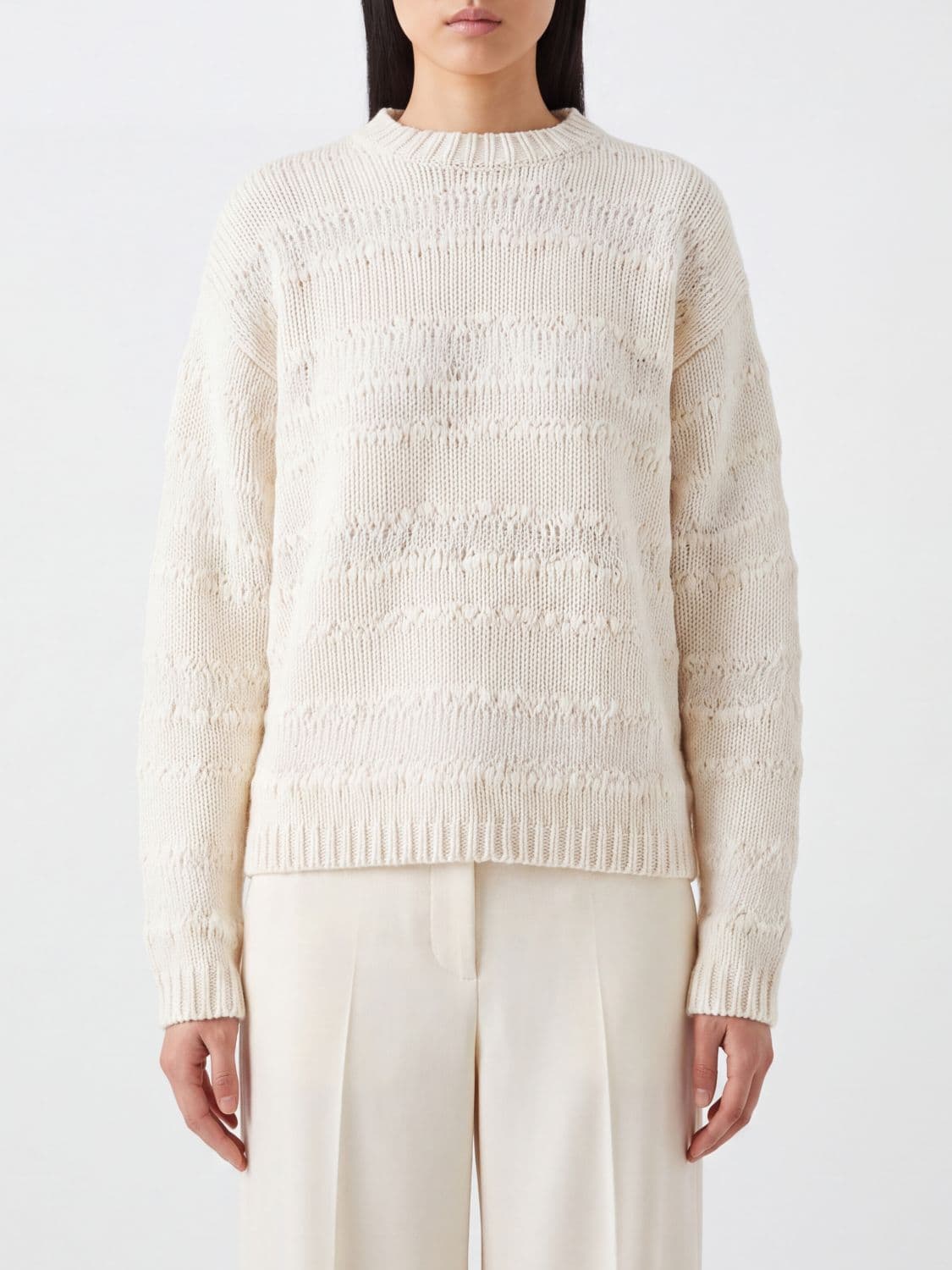 Fabiana Filippi Crewneck Jumper in Virgin Wool Silk and Cashmere Blend