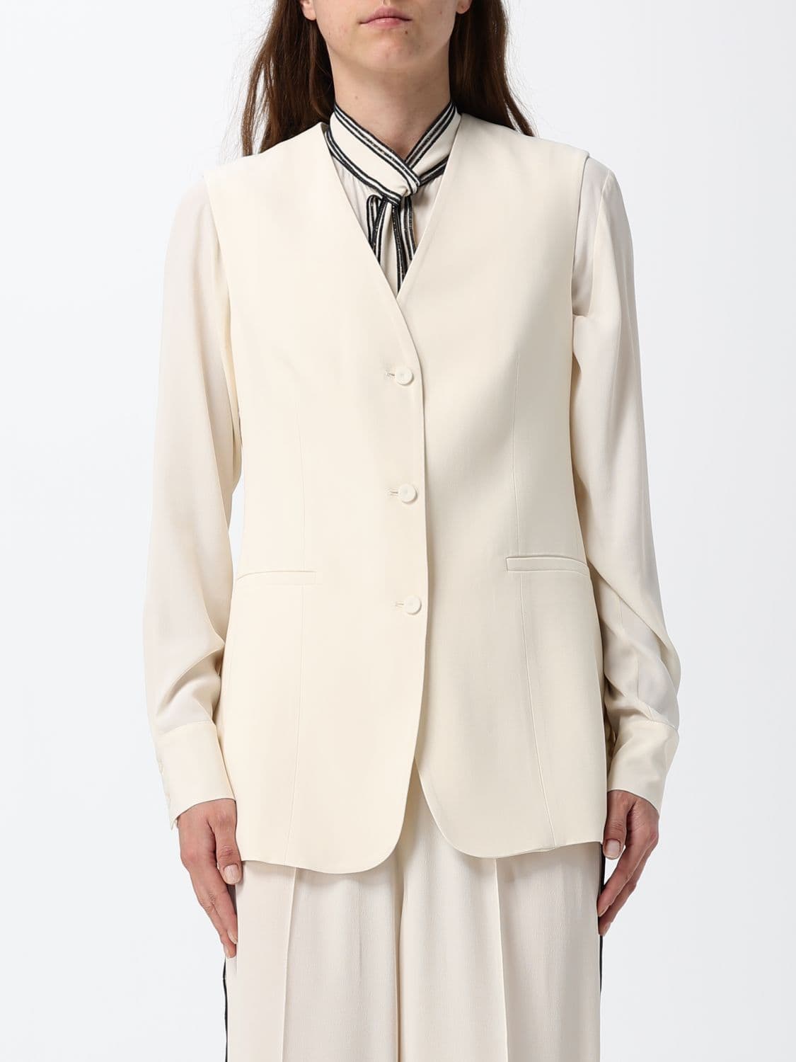 Fabiana Filippi Single-Breasted Tailored Waistcoat in Viscose Blend with V-Neck