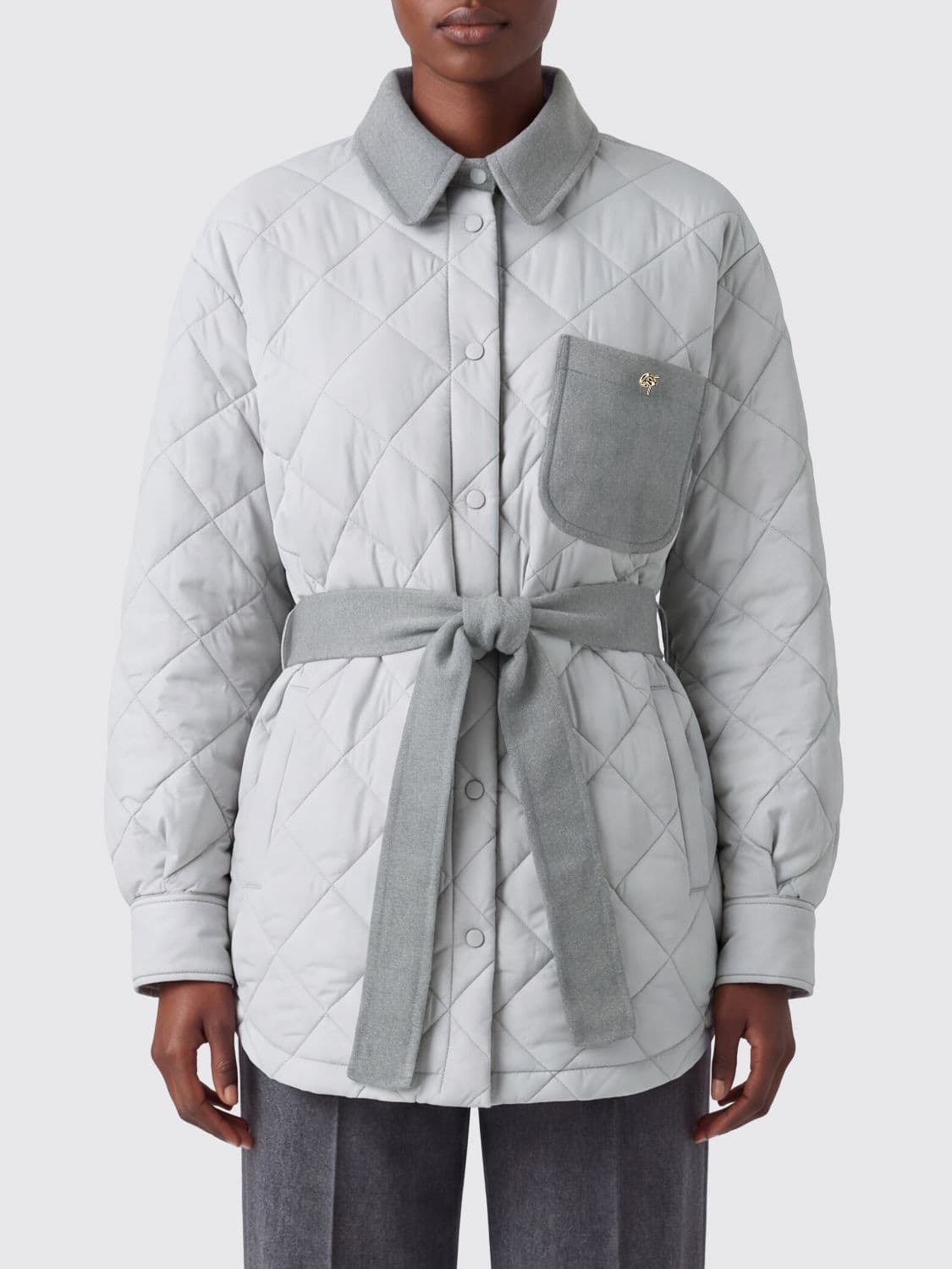 Fabiana Filippi Quilted Polyester Shirt Jacket with Waist Belt