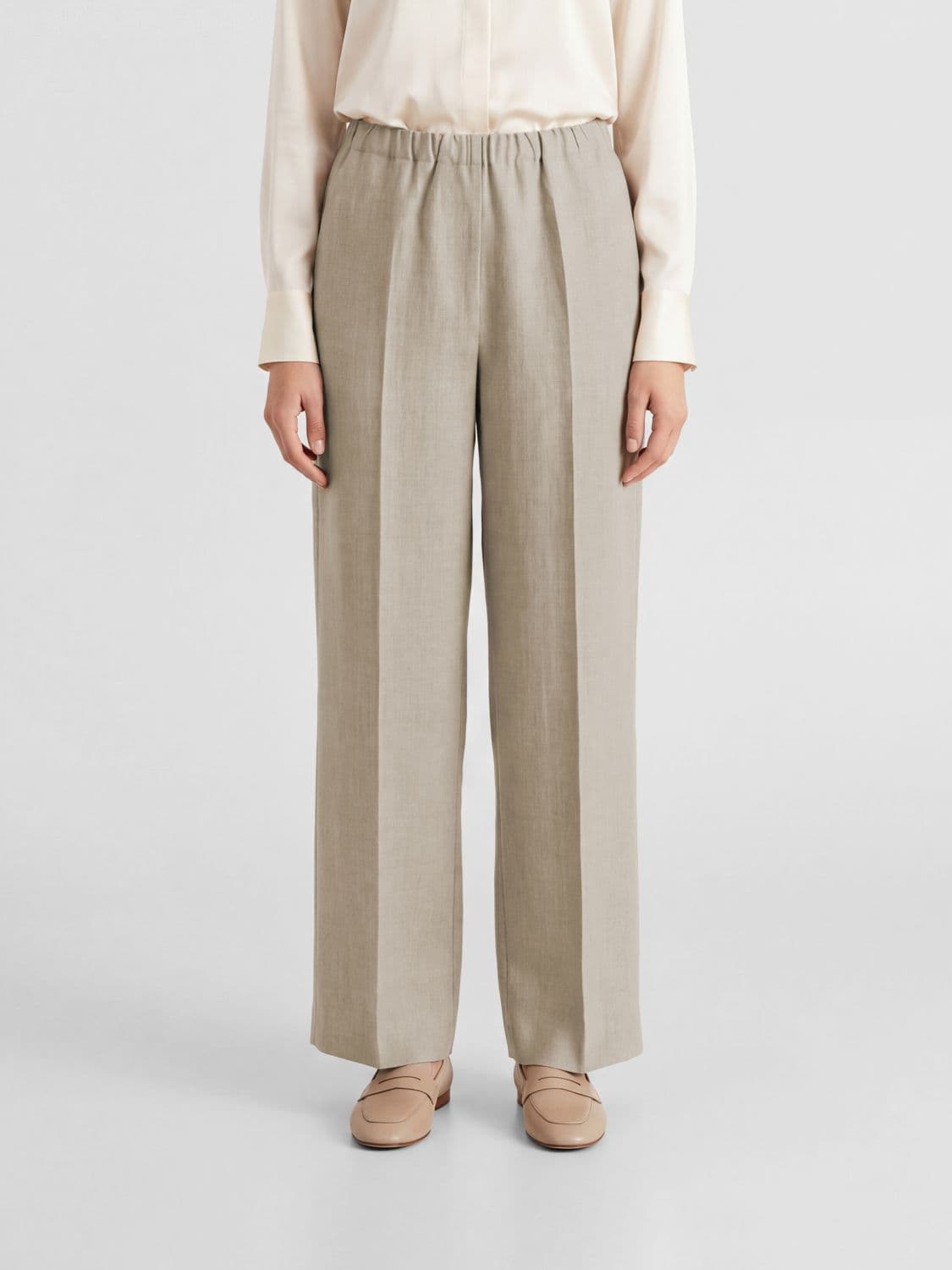 Fabiana Filippi High-Waisted Wool Blend Palazzo Trousers with Jewel Detail