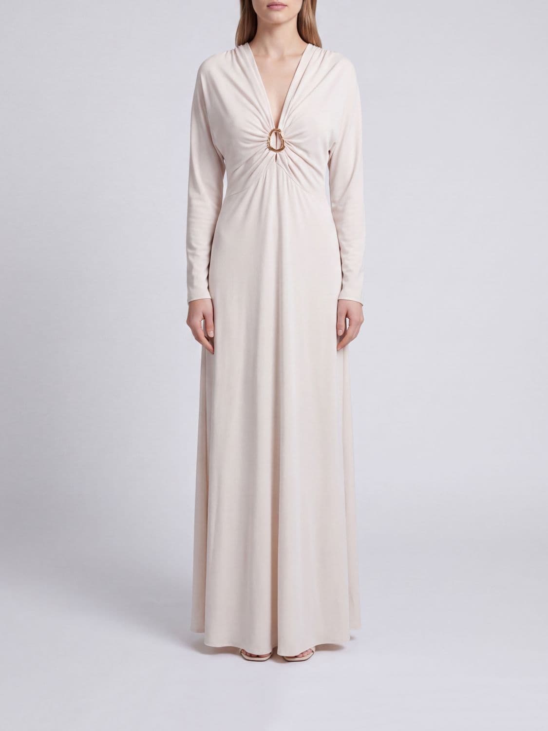 Forte Forte Long Silk-Blend Tunic Dress with Jewel Brooch for Ceremony