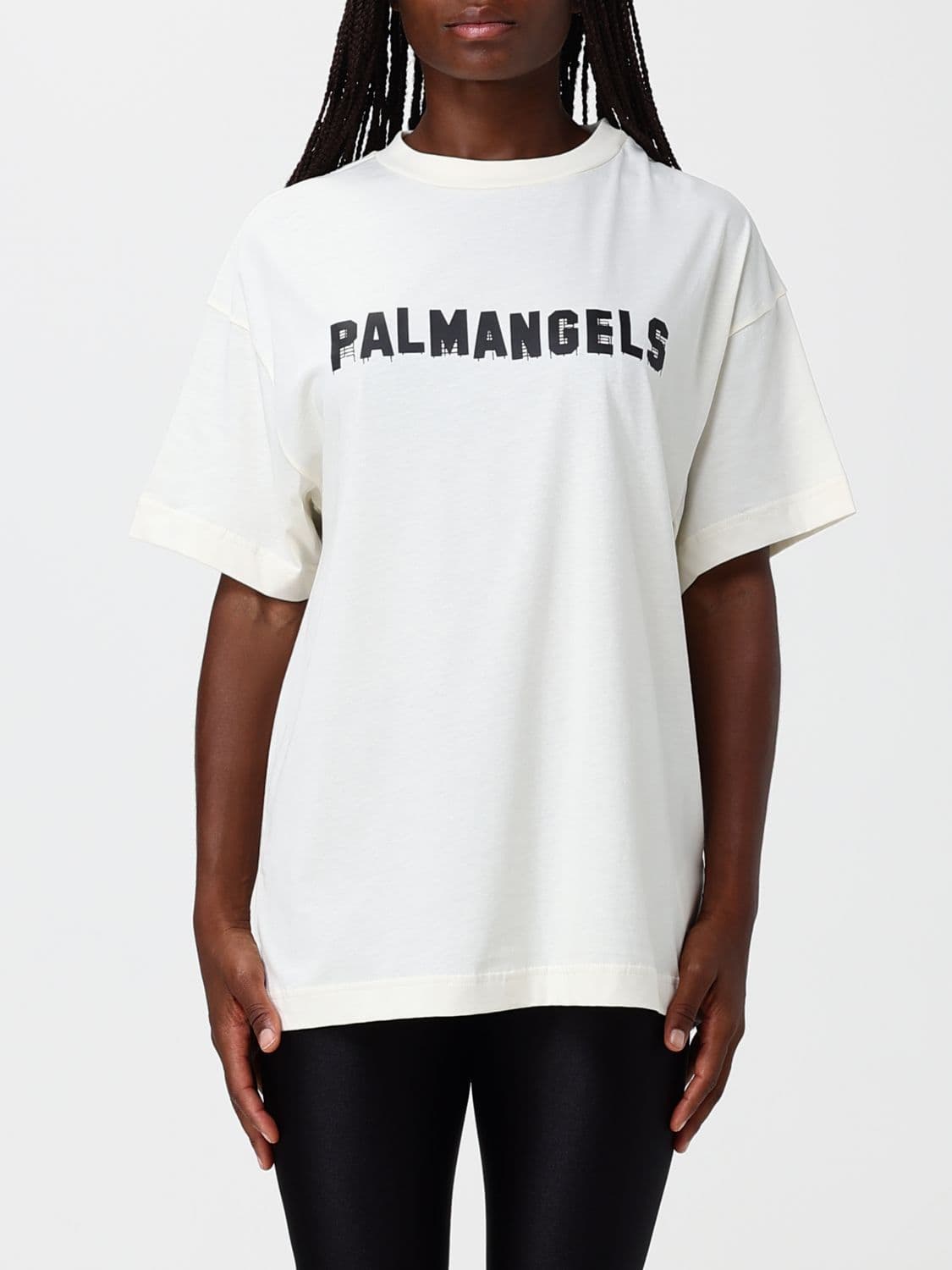 Palm Angels Oversized Cotton T-Shirt with Contrast Logo and Crew Neck
