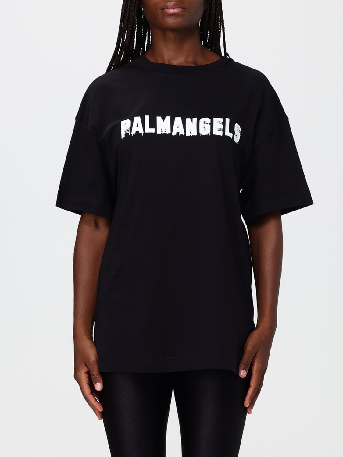 Palm Angels Oversized Cotton T-Shirt with Contrast Logo and Crew Neck