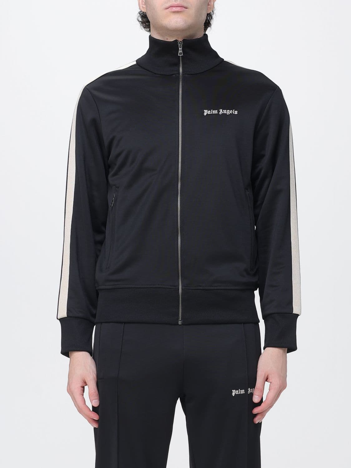 Palm Angels Technical Fabric Zip-Up Sweatshirt with High Neck