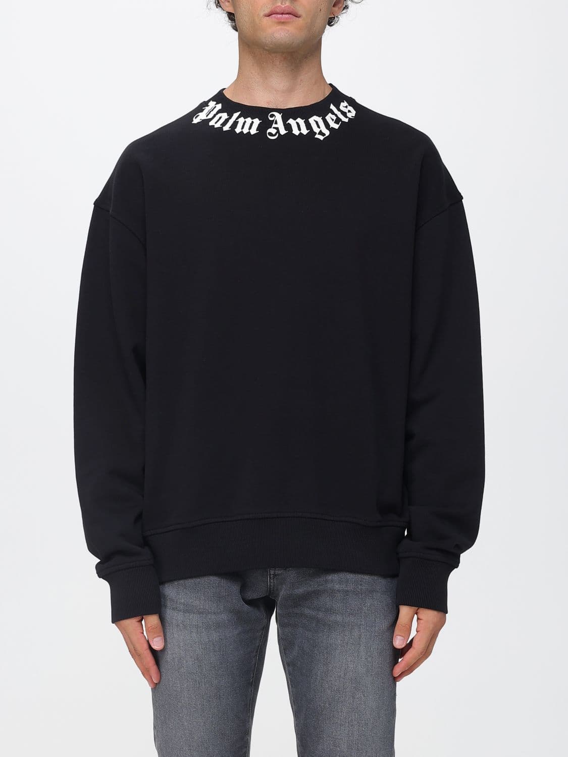 Palm Angels Relaxed Fit Cotton Crewneck Sweatshirt with Logo Print