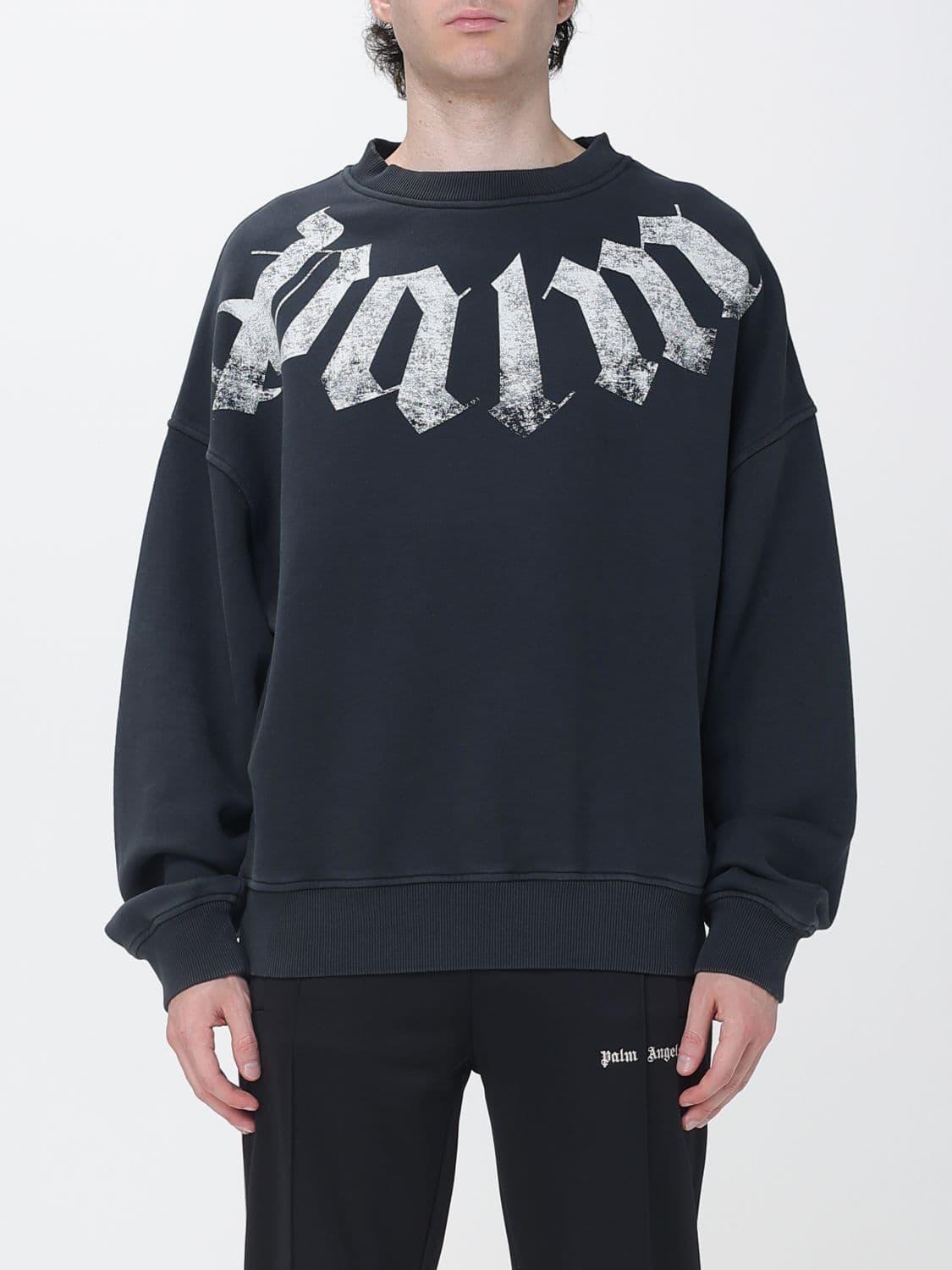 Palm Angels Oversized Crewneck Sweatshirt in Cotton with Printed Logo