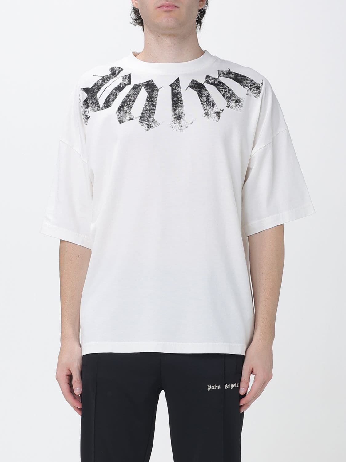 Palm Angels Relaxed Fit Cotton T-Shirt with Graffiti Logo Print