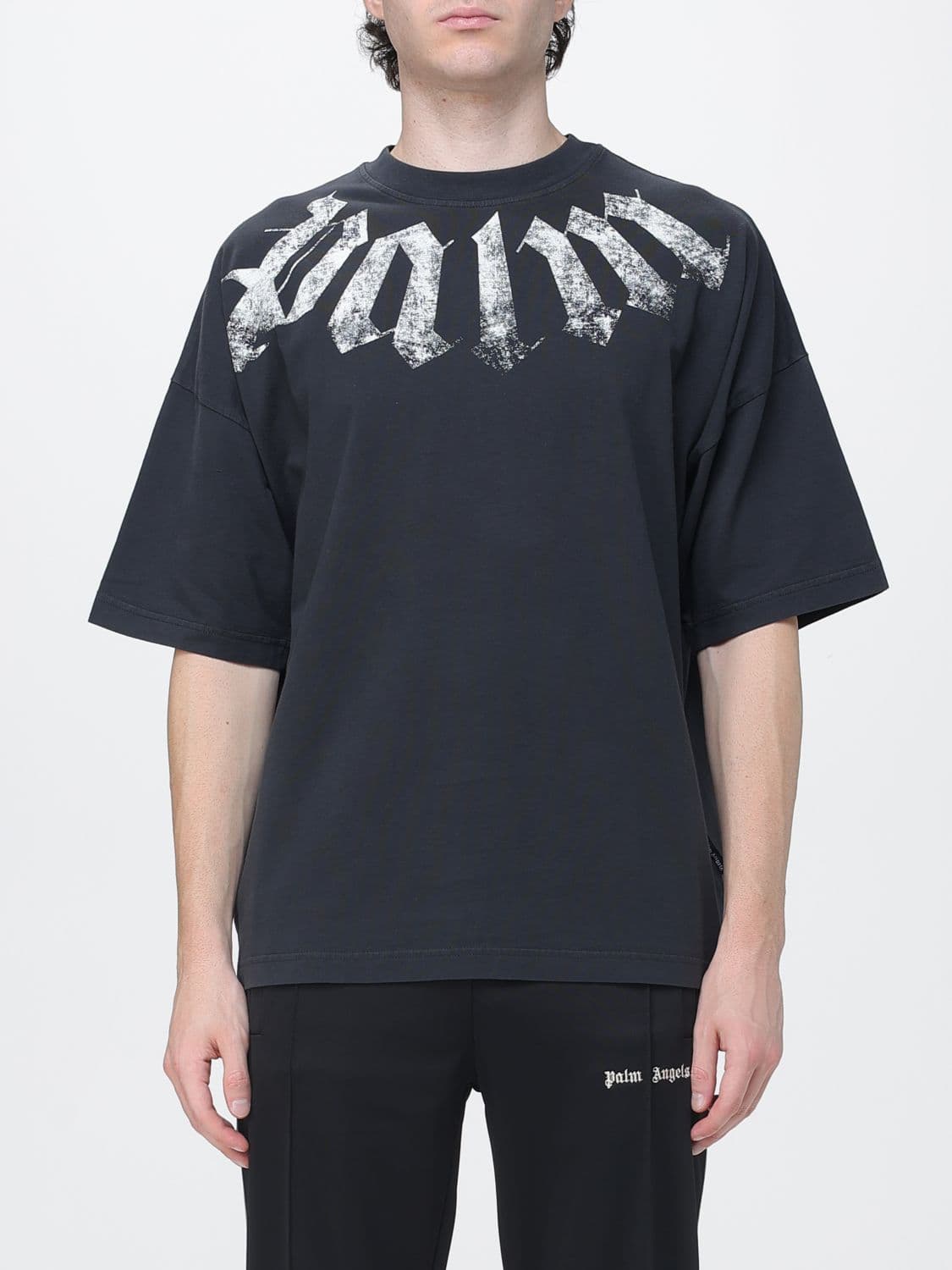 Palm Angels Relaxed Fit Cotton T-Shirt with Graffiti Logo Print