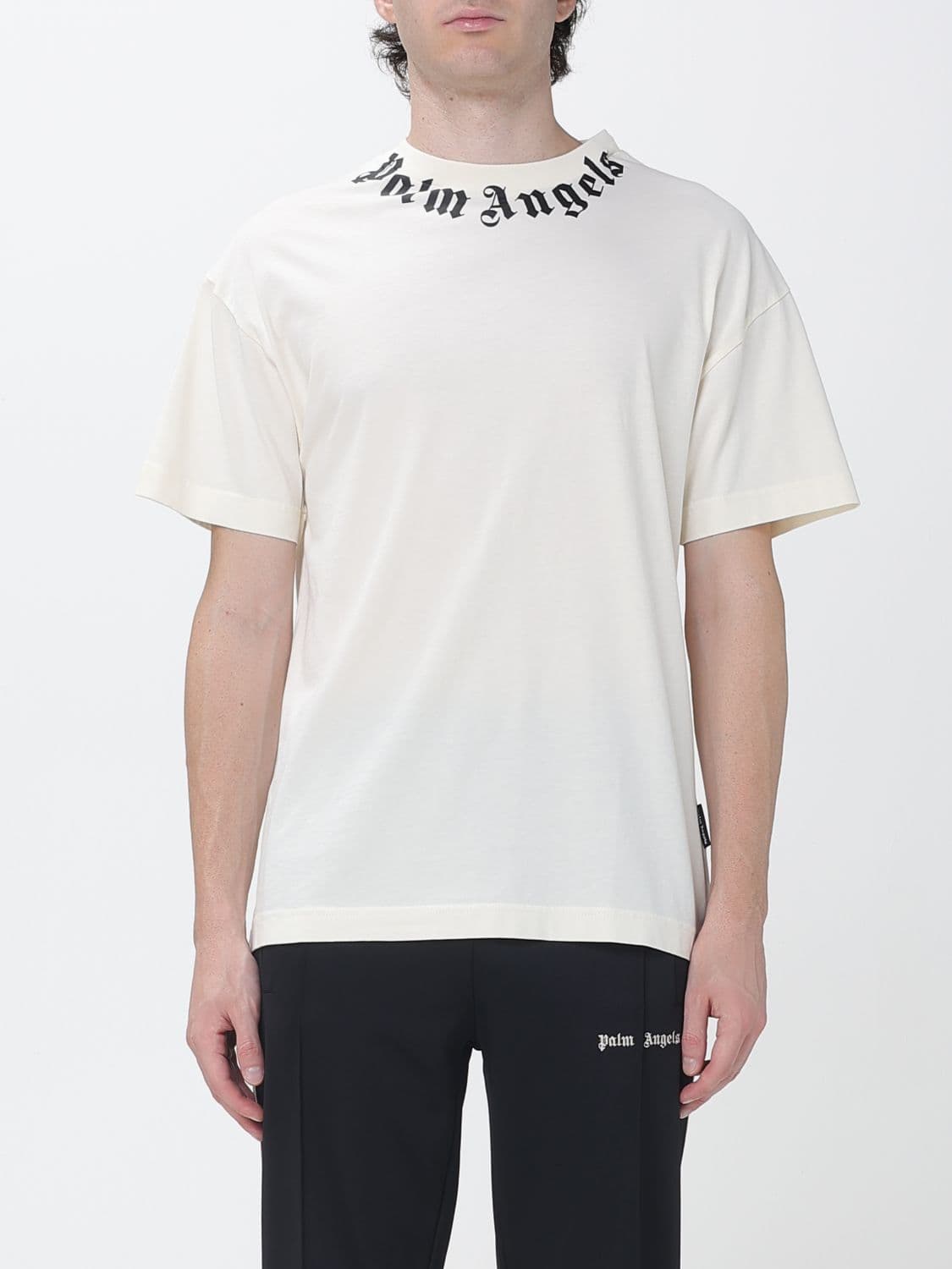 Palm Angels Cotton T-Shirt with Printed Logo and Dropped Shoulders