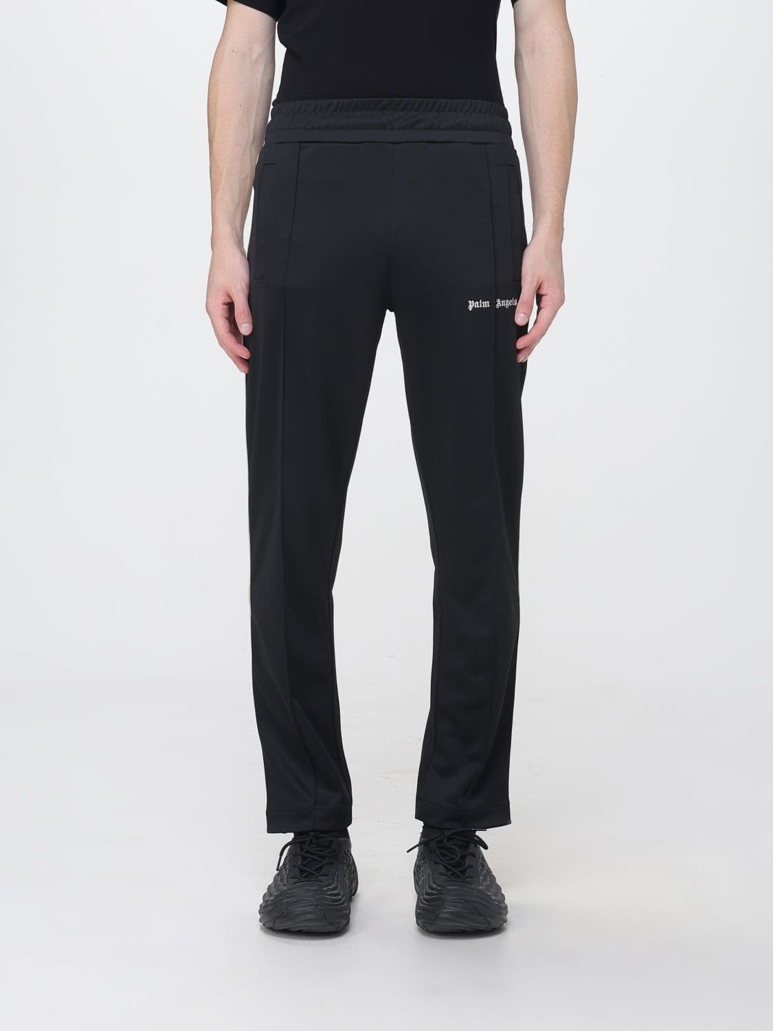 Palm Angels Slim Fit Technical Fabric Track Trousers with Logo