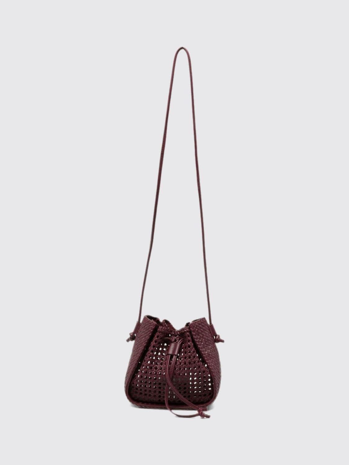 Forte Forte Woven Leather Mini Bucket Bag with Drawstring Closure