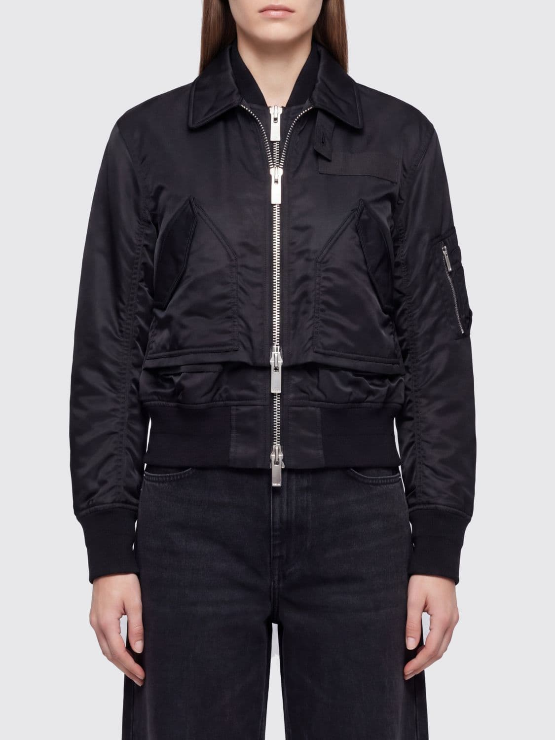Sacai Cotton-Blend Bomber Jacket with Classic Collar and Zip Closure