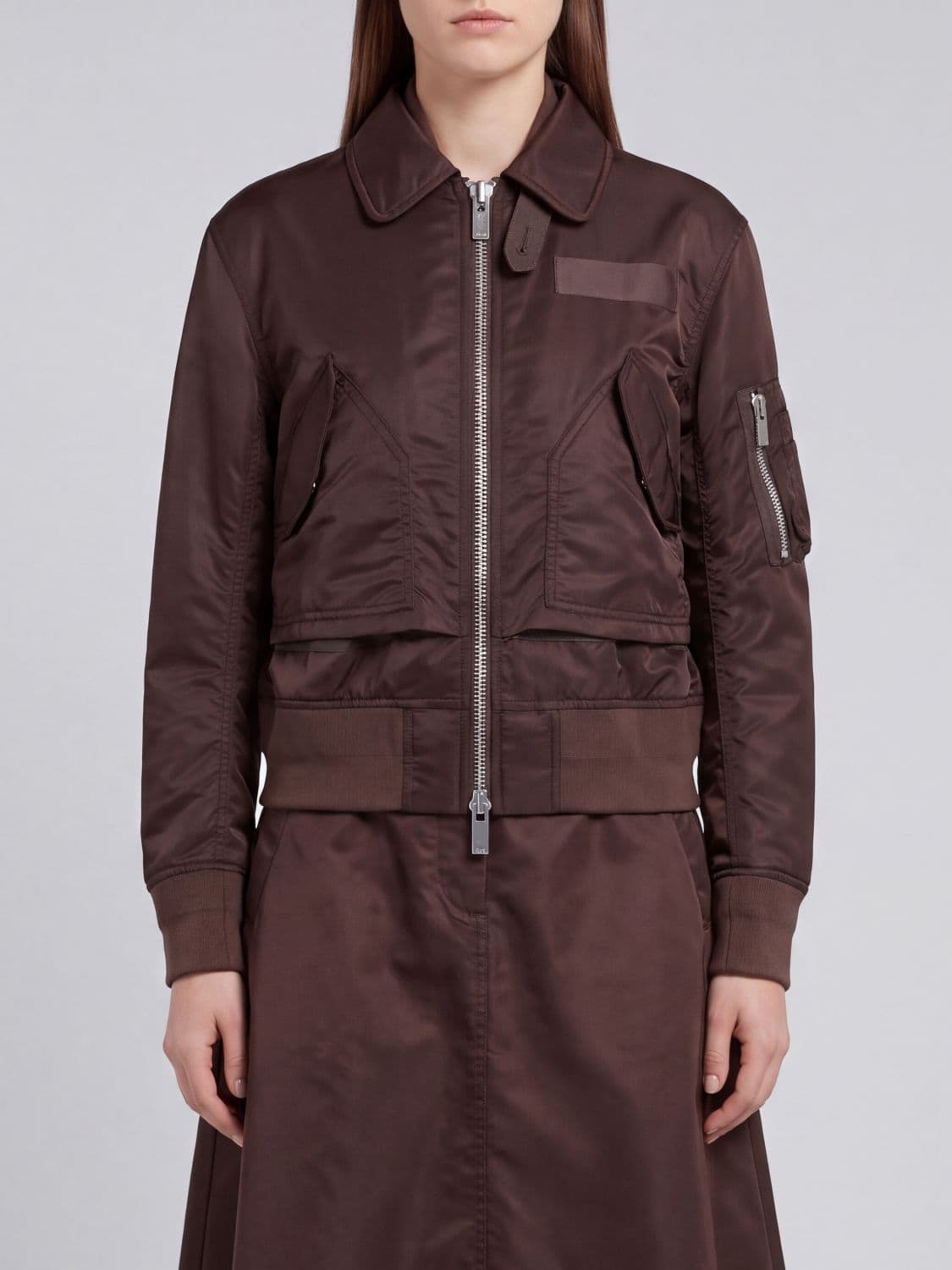 Sacai Cotton-Blend Bomber Jacket with Classic Collar and Zip Closure