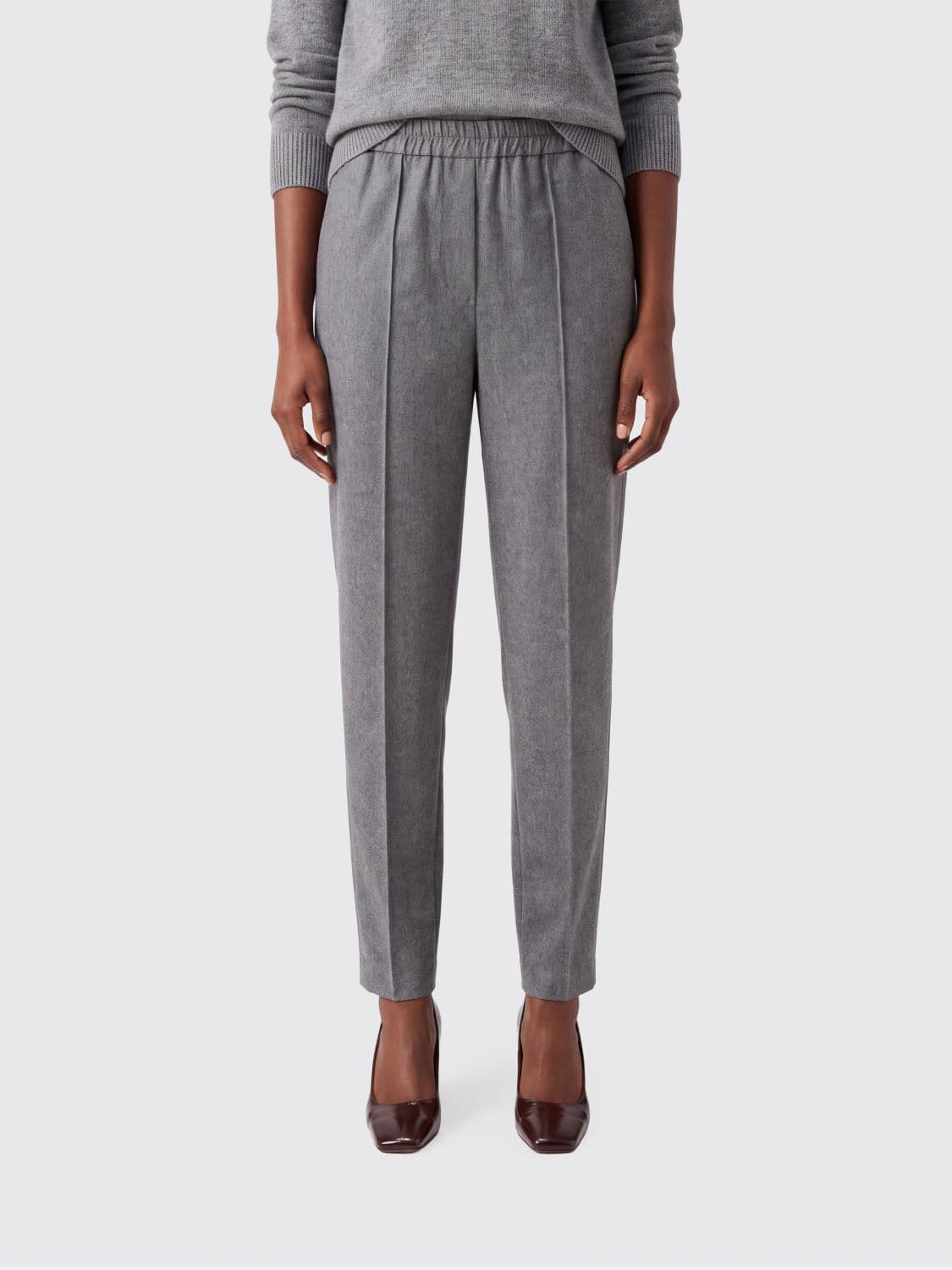 Fabiana Filippi Straight-Leg Wool Trousers with Elasticated Mid-Rise Waist