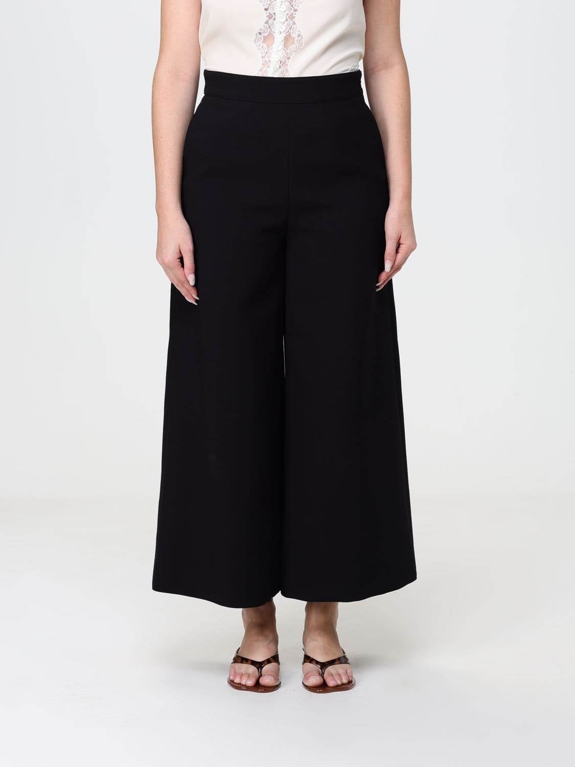 Chloé Sleeveless Pure Silk V-Neck Top with Embroidered Lace Inserts · 36