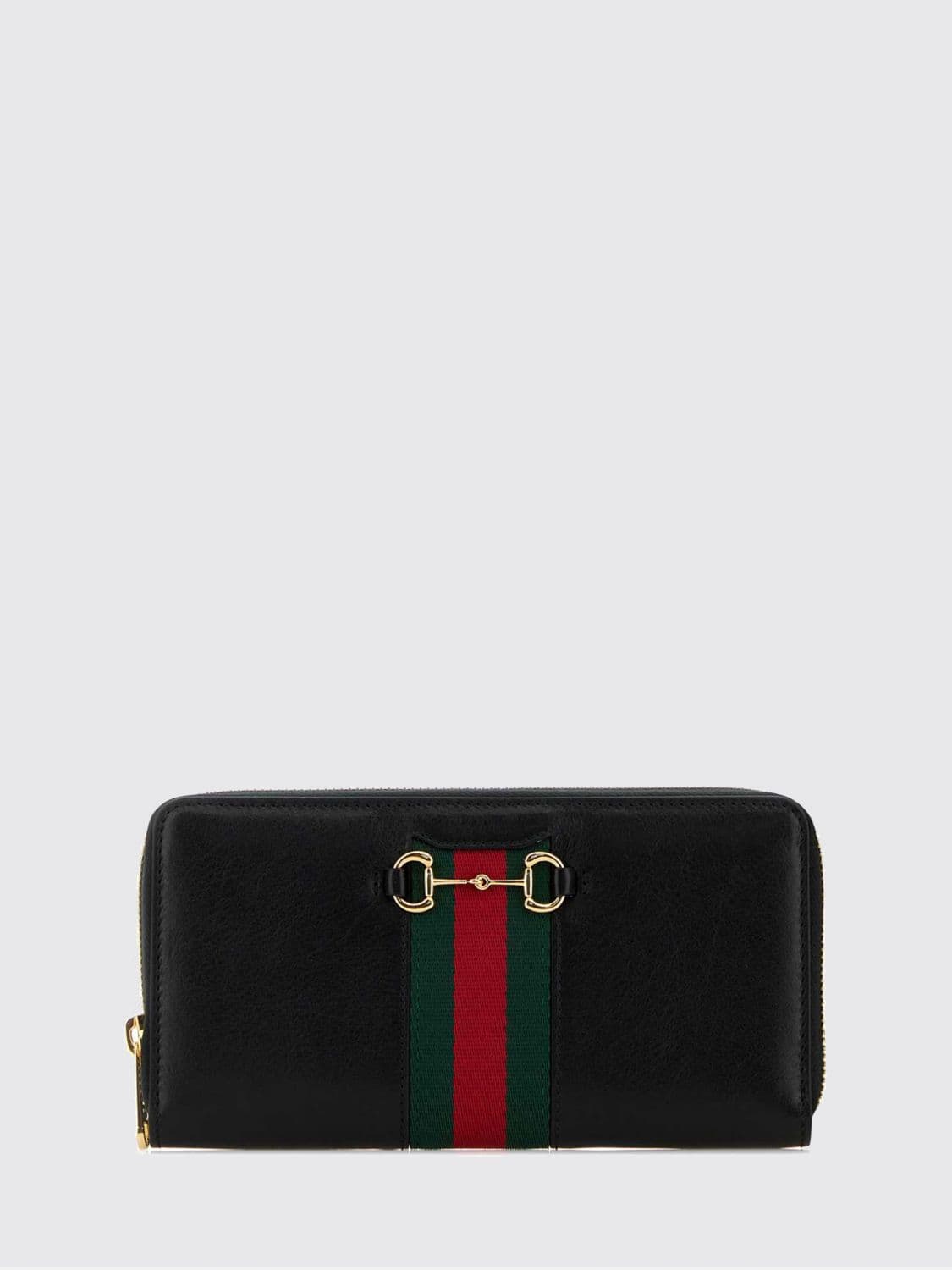 Gucci Horsebit Web Continental Calfskin Zip Wallet