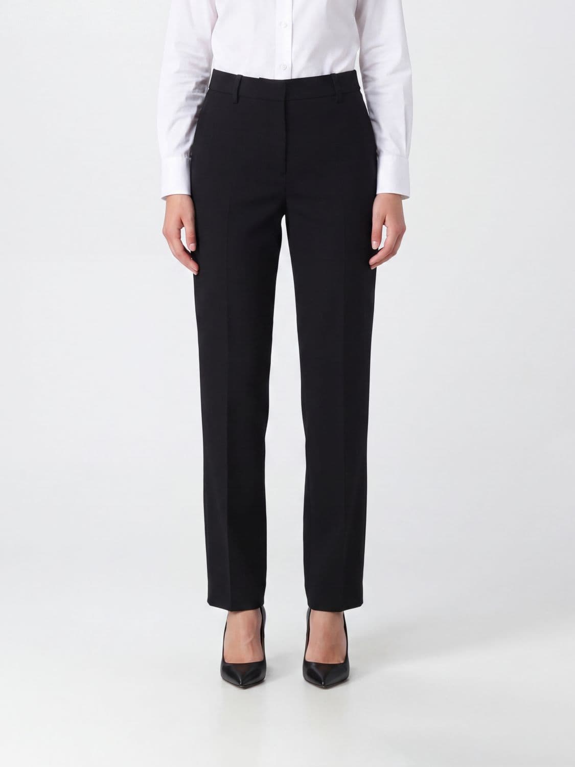 Lanvin Mid-Rise Slim Fit Skinny Pure Wool Trousers with Belt Loops