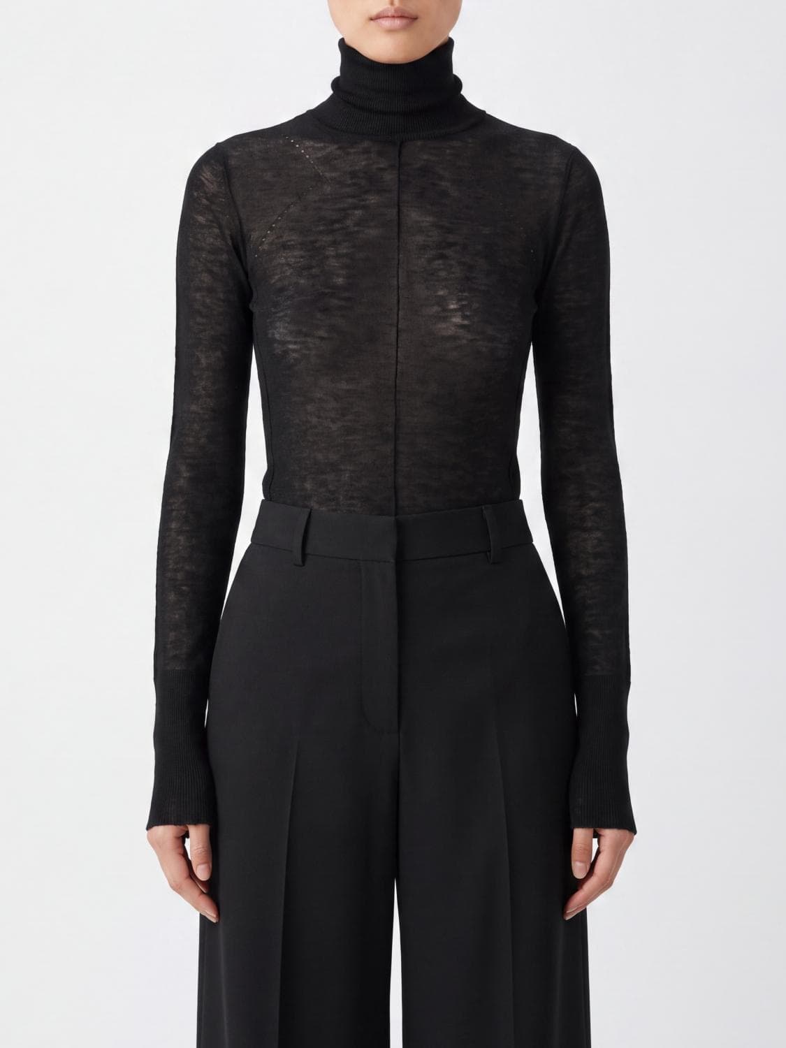 Elisabetta Franchi Slim Fit Pure Wool Long-Sleeved Turtleneck Jumper