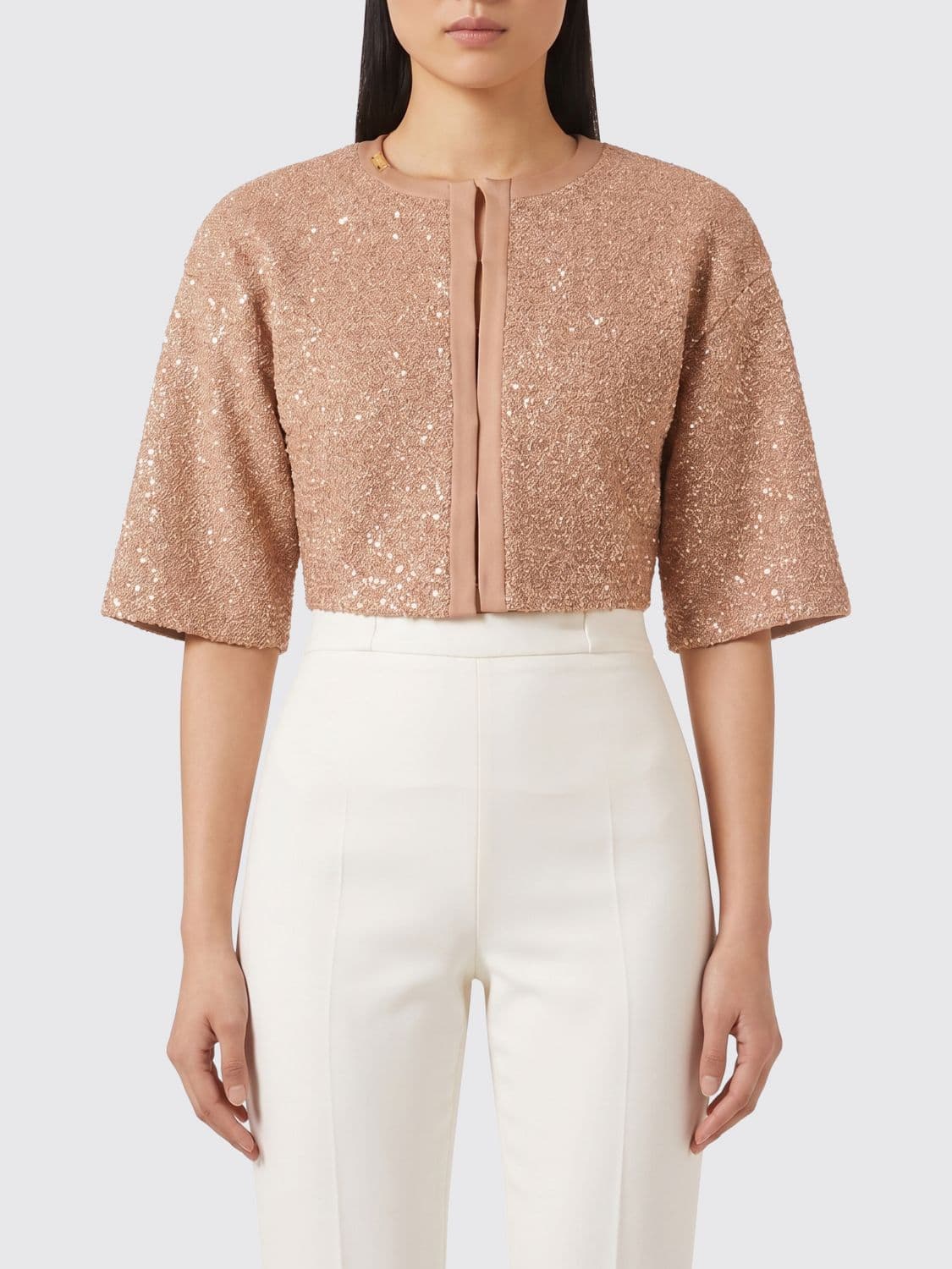 Elisabetta Franchi Lurex Crew-Neck Evening Top