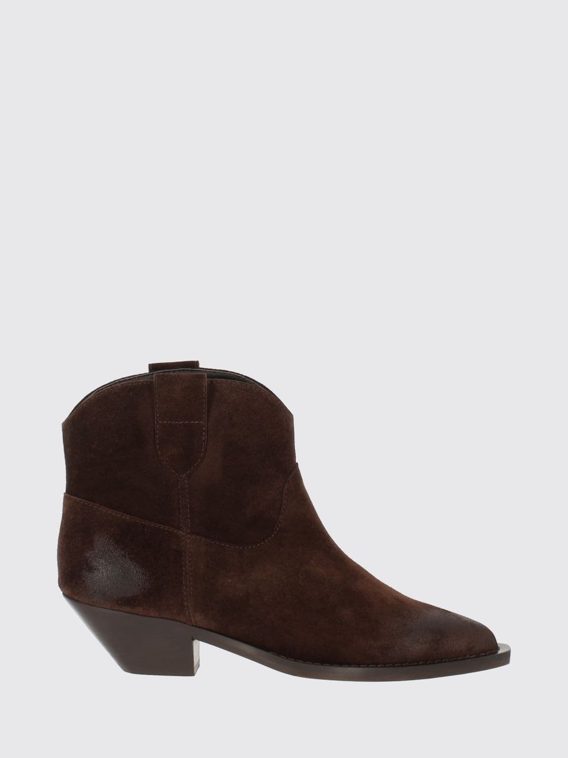 Via Roma 15 Aged Leather Western Ankle Boots with Low Heel