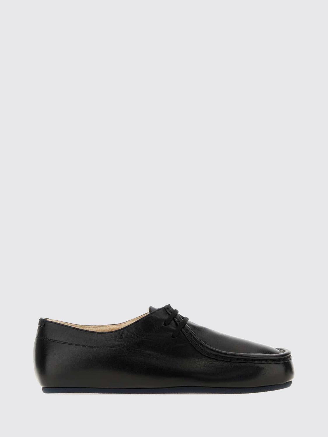 Jil Sander Shearling-Lined Smooth Leather Derby Shoes with Rubber Sole