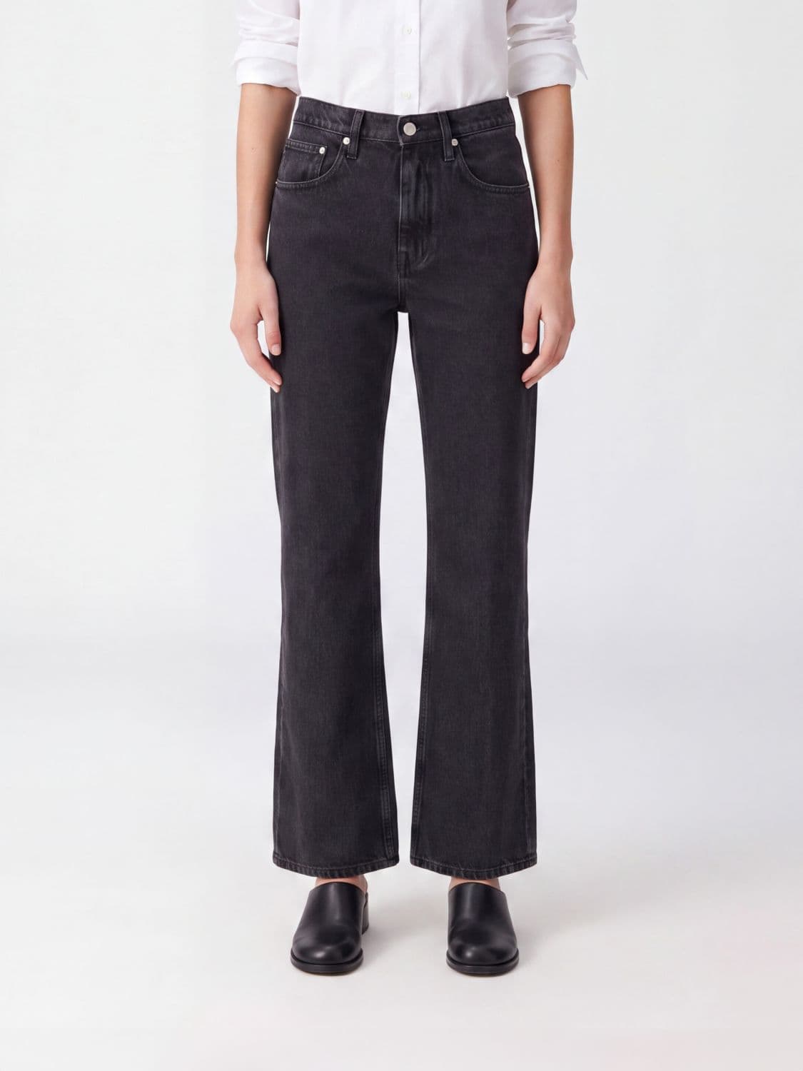 Jil Sander Mid-Rise Flared Jeans in Cotton Denim with Zip Fly
