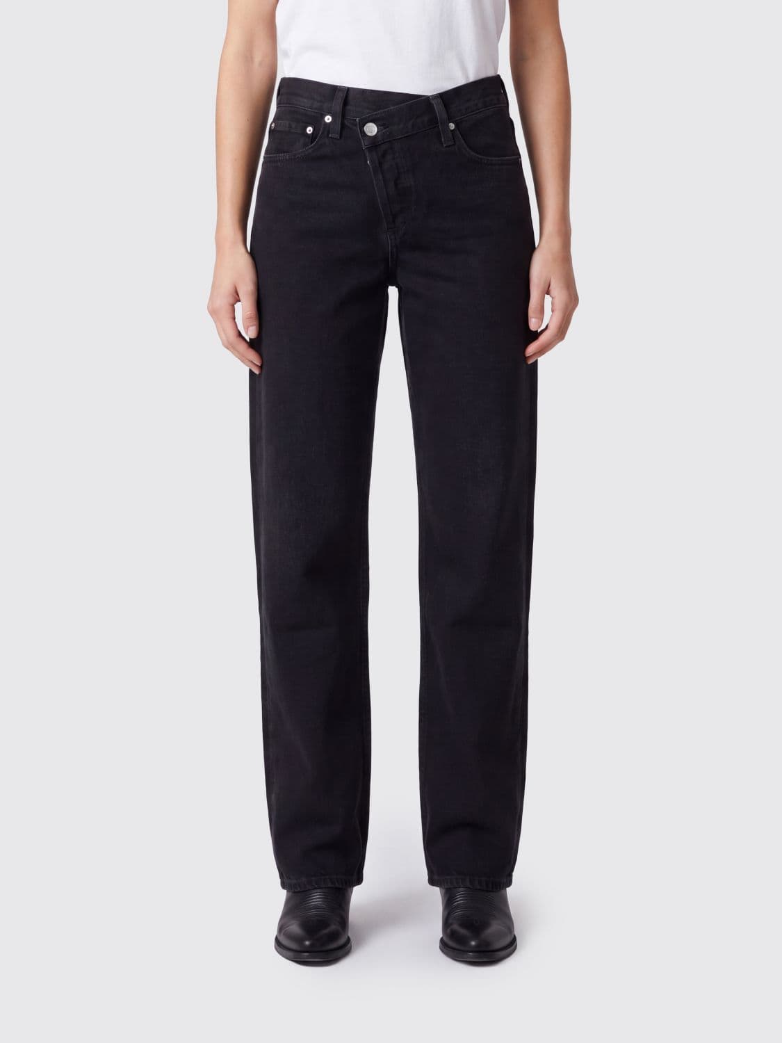 Agolde Arc Criss Cross Baggy Jeans in Regenerative Cotton with Asymmetric Fly