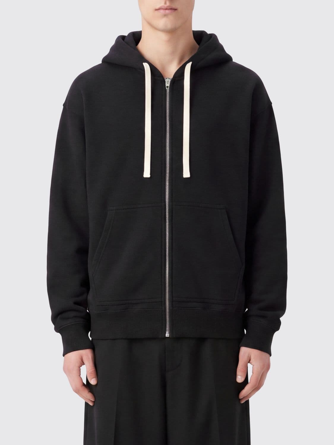 Jil Sander Two-Tone Pure Cotton Zip-Up Hoodie