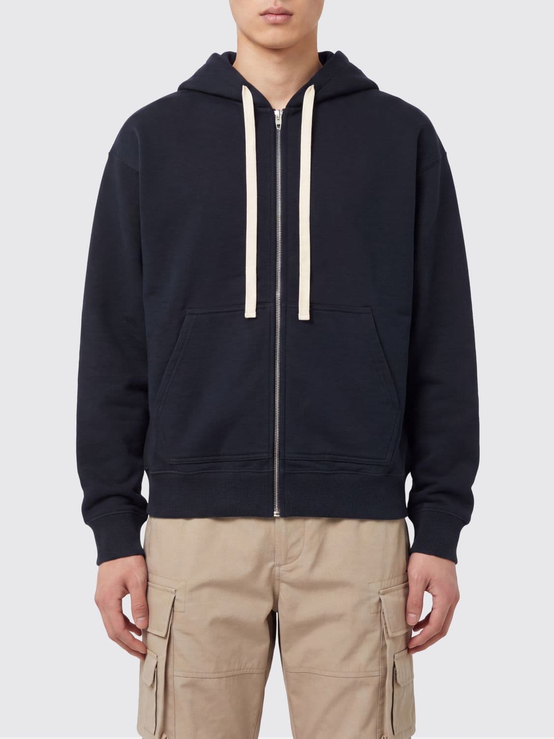 Jil Sander Two-Tone Pure Cotton Zip-Up Hoodie
