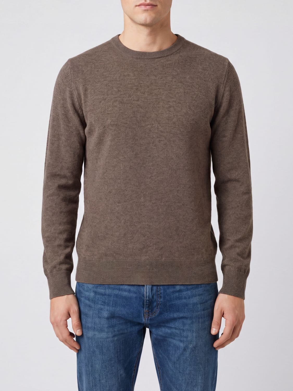 Ballantyne Long-Sleeved Ribbed Crewneck Jumper in 100% Cashmere