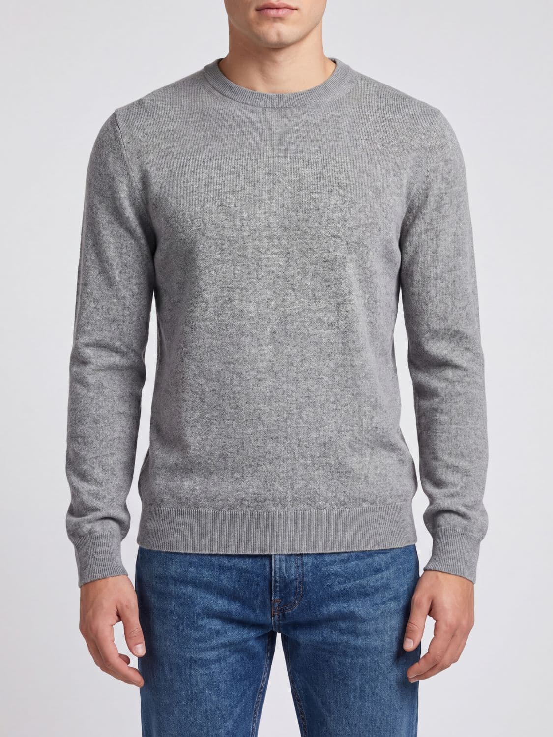 Ballantyne Long-Sleeved Ribbed Crewneck Jumper in 100% Cashmere