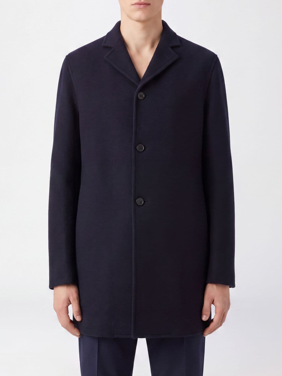 Jil Sander Single-Breasted Short Coat in Cashmere and Virgin Wool Blend with a Lapel Collar